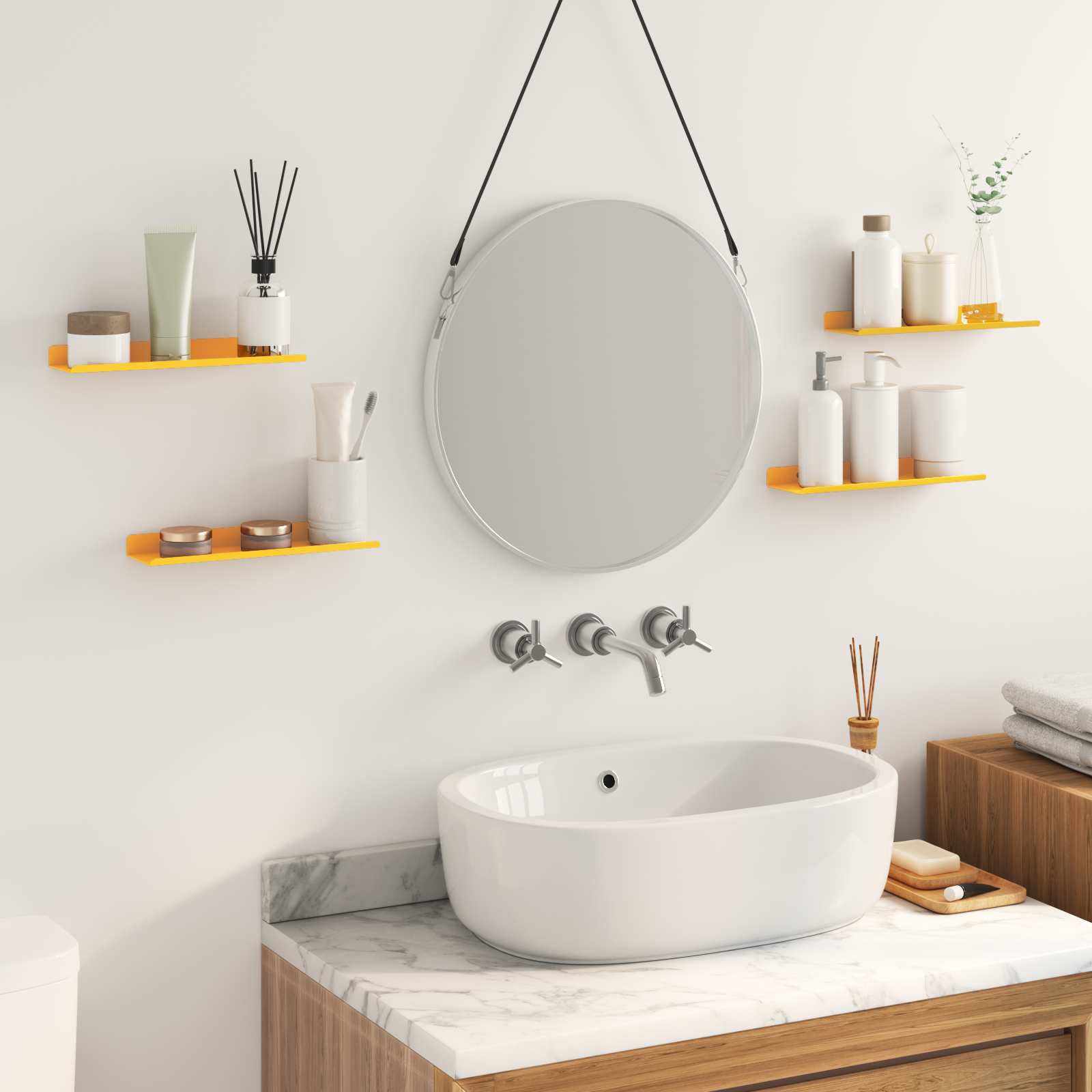 vidaXL Półka wisząca 4 pcs Musztardowy Żółty 30 x 9 x 2,5 cm Stal