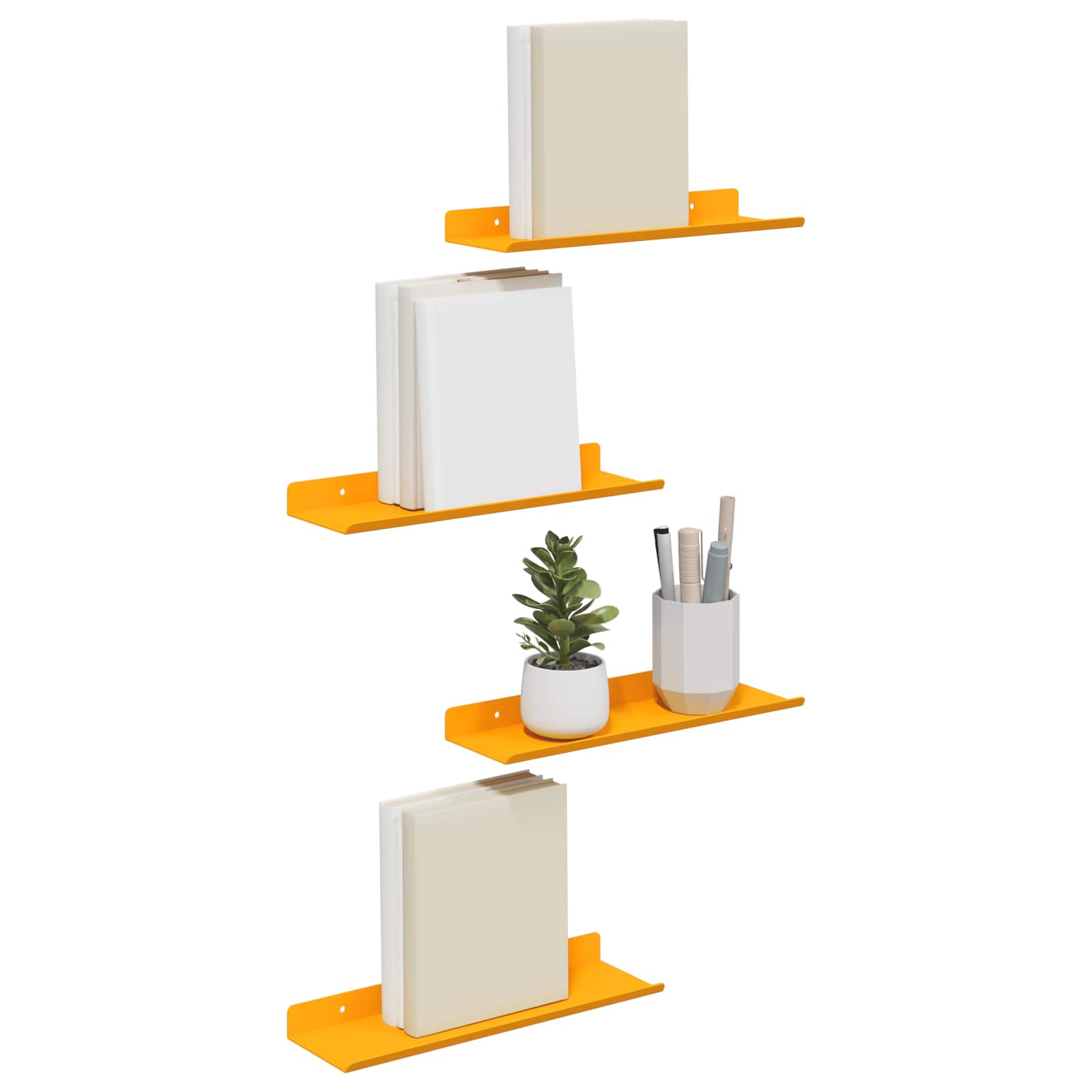 vidaXL Półka wisząca 4 pcs Musztardowy Żółty 30 x 9 x 2,5 cm Stal