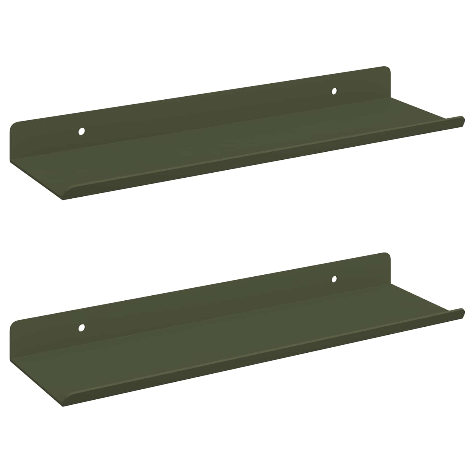 vidaXL Półka wisząca 2 pcs Zielony oliwkowy 30 x 9 x 2,5 cm Stal