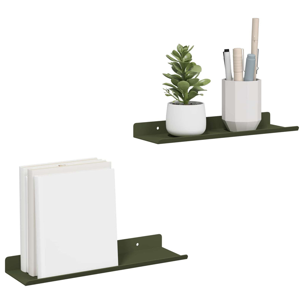 vidaXL Półka wisząca 2 pcs Zielony oliwkowy 30 x 9 x 2,5 cm Stal