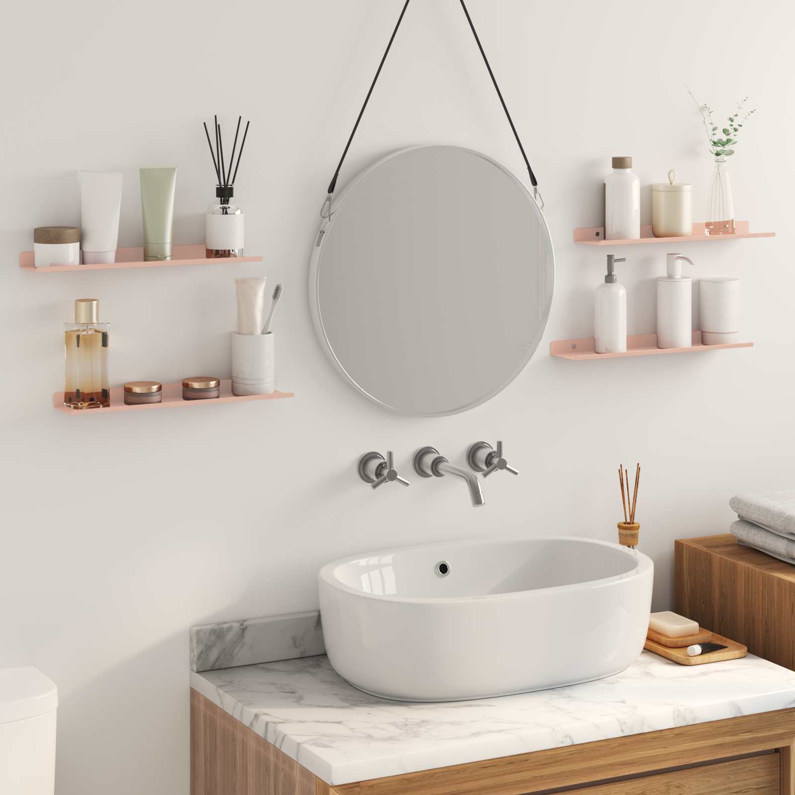 vidaXL Półka wisząca 4 pcs Różowy 40 x 8,5 x 2,5 cm Stal