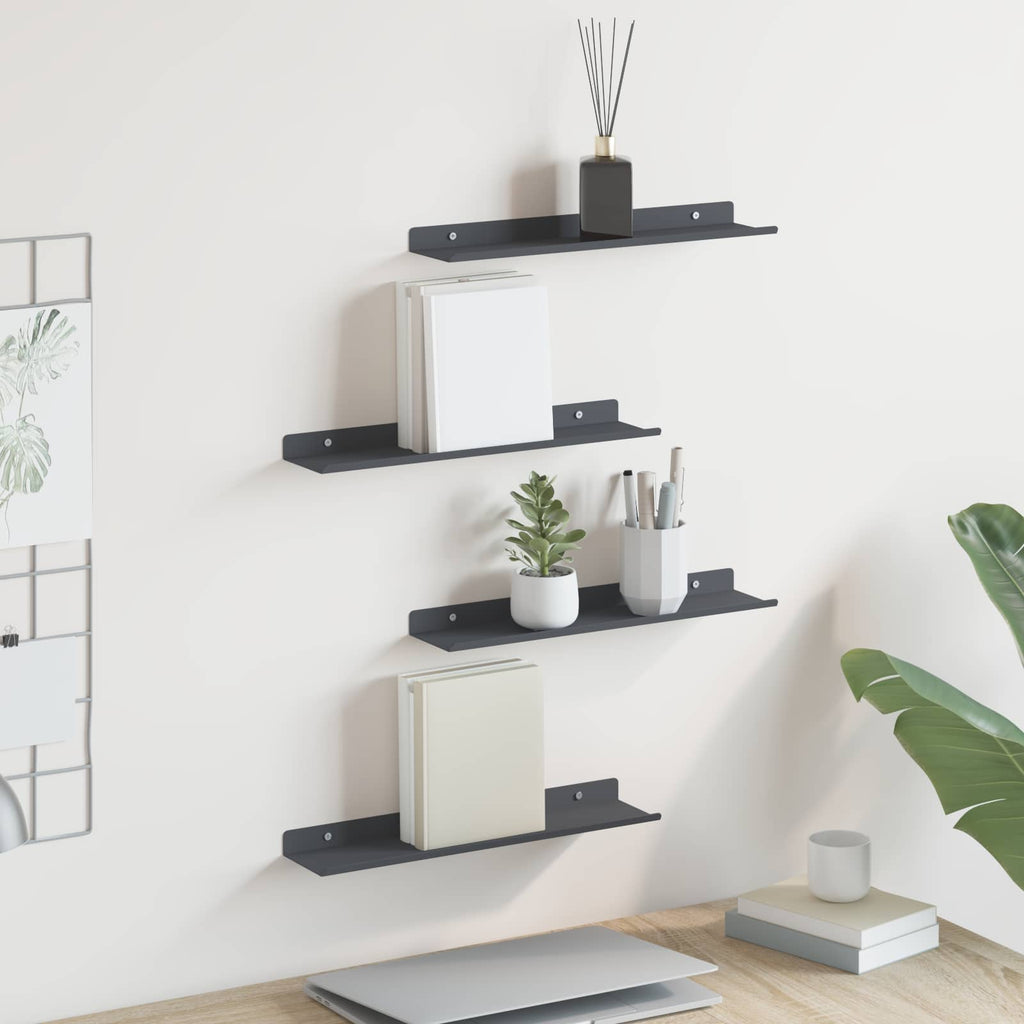 vidaXL Półka wisząca 4 pcs Antracyt 40 x 8,5 x 2,5 cm Stal