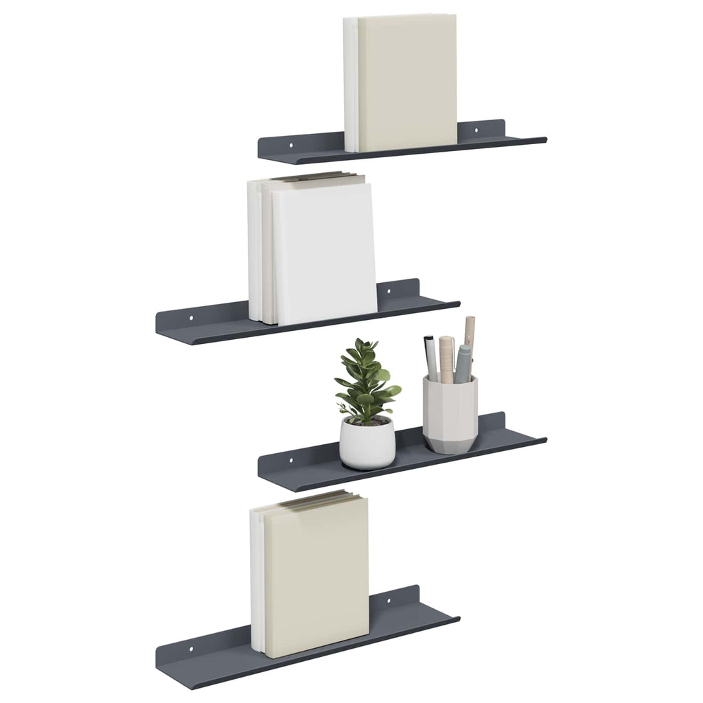 vidaXL Półka wisząca 4 pcs Antracyt 40 x 8,5 x 2,5 cm Stal
