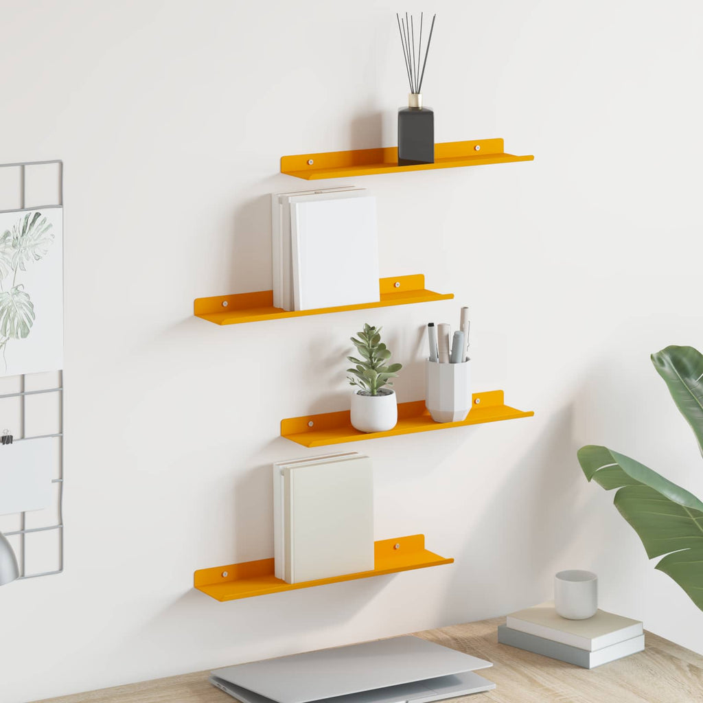 vidaXL Półka wisząca 4 pcs Musztardowy Żółty 40 x 8,5 x 2,5 cm Stal