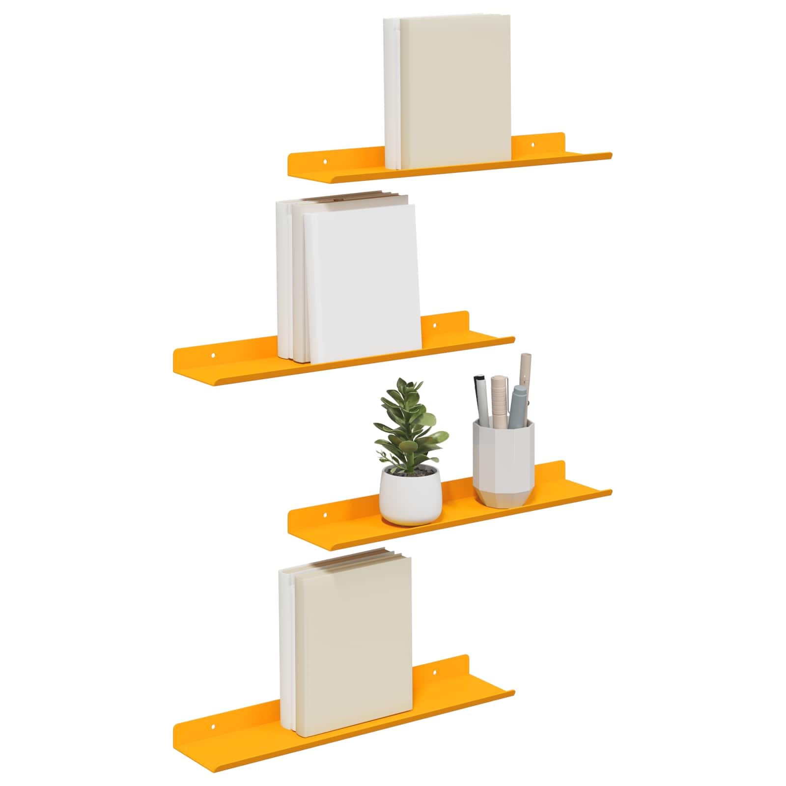 vidaXL Półka wisząca 4 pcs Musztardowy Żółty 40 x 8,5 x 2,5 cm Stal