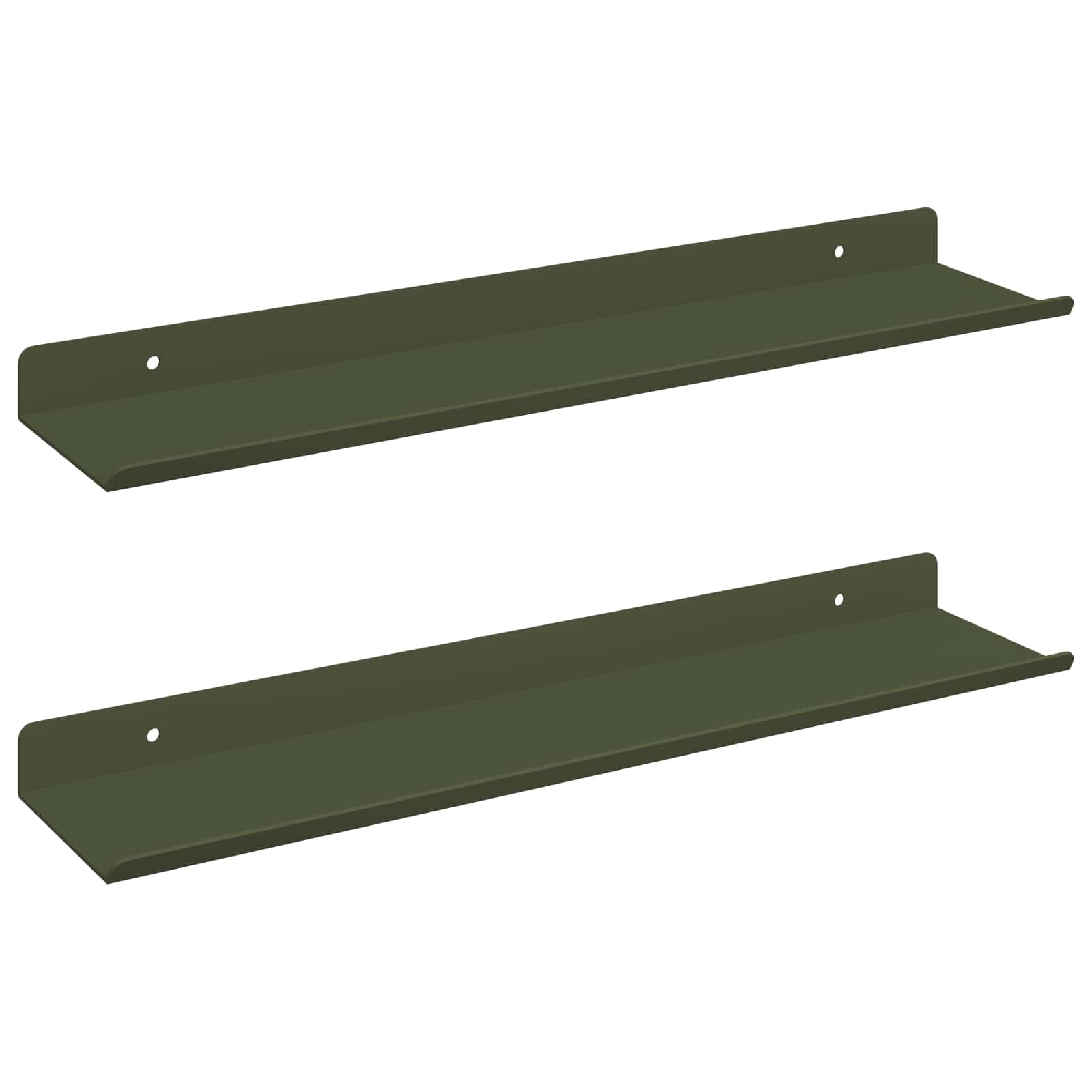 vidaXL Półka wisząca 2 pcs Zielony oliwkowy 40 x 8,5 x 2,5 cm Stal