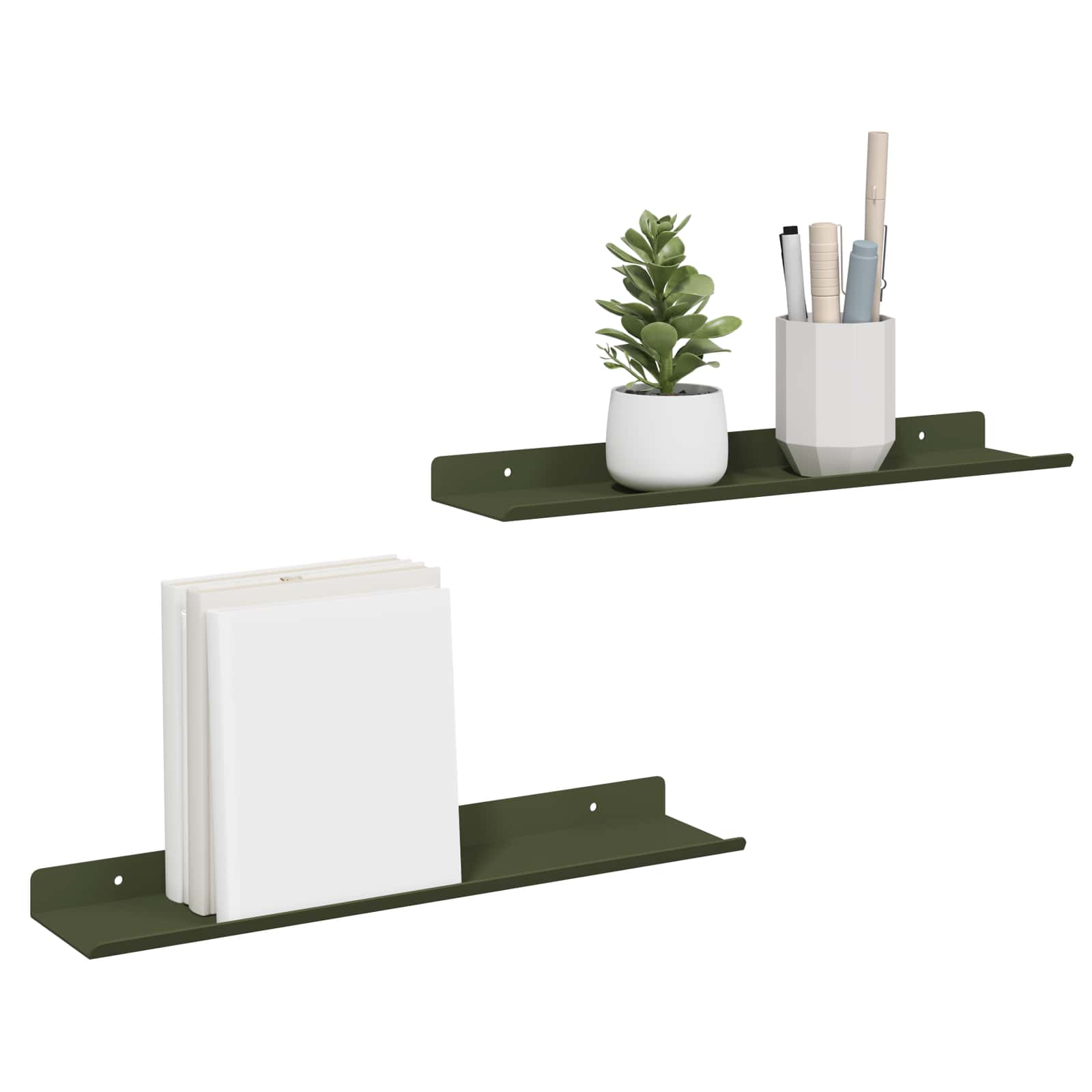 vidaXL Półka wisząca 2 pcs Zielony oliwkowy 40 x 8,5 x 2,5 cm Stal