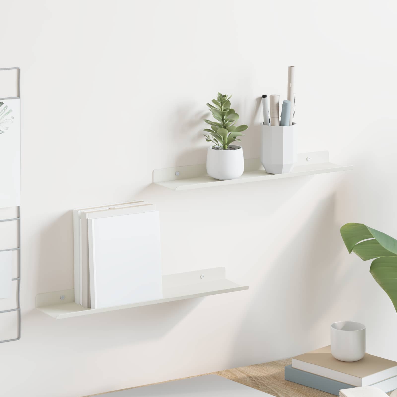 vidaXL Półka wisząca 2 pcs Biały 40 x 8,5 x 2,5 cm Stal