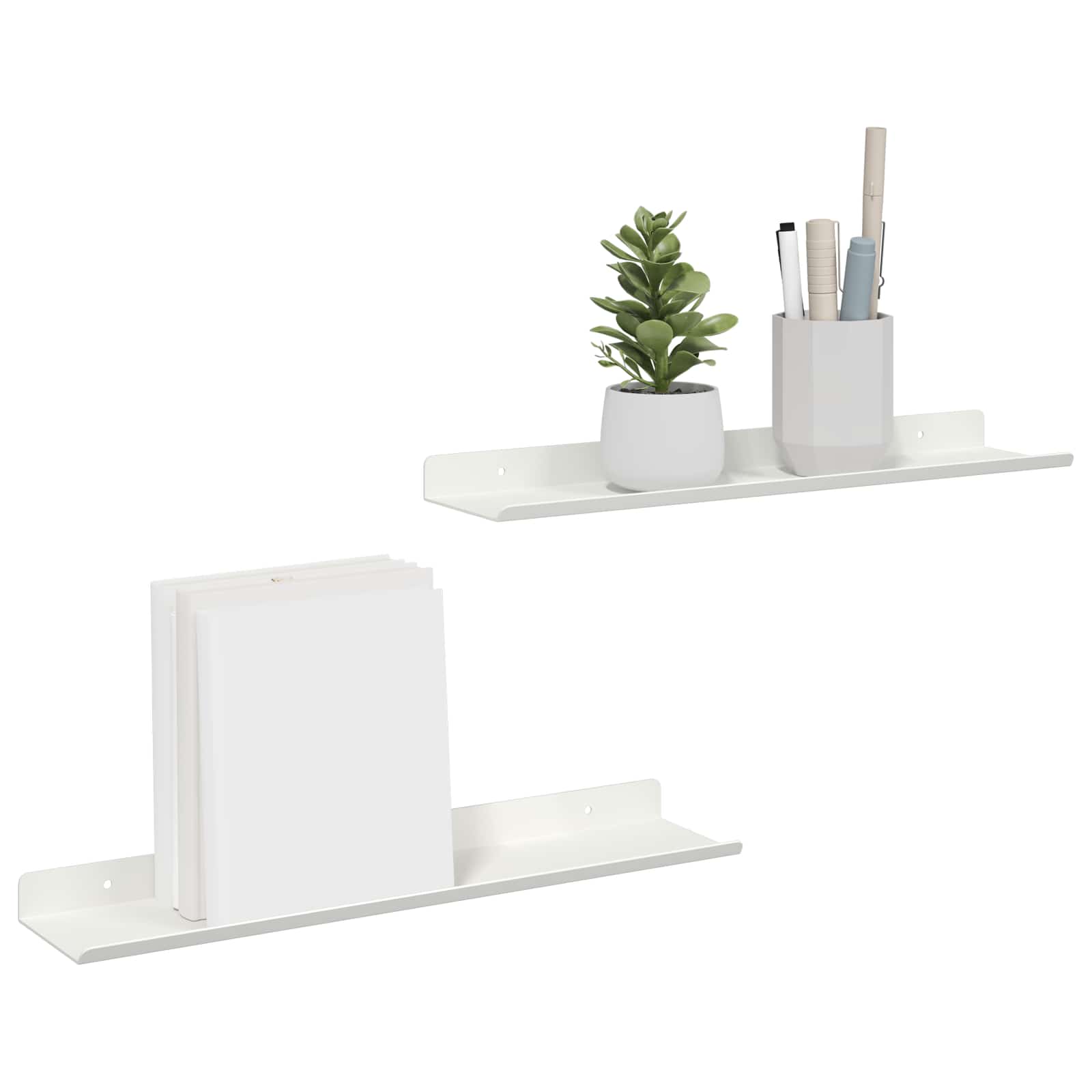 vidaXL Półka wisząca 2 pcs Biały 40 x 8,5 x 2,5 cm Stal