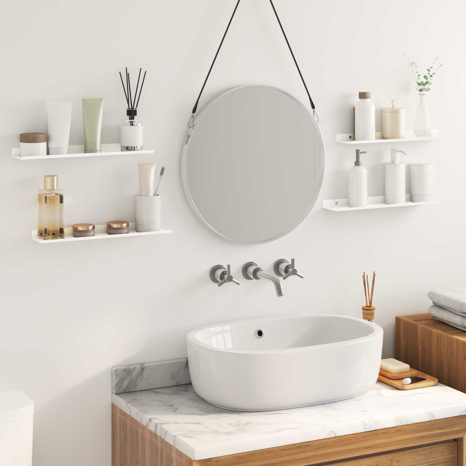 vidaXL Półka wisząca 4 pcs Biały 40 x 8,5 x 2,5 cm Stal