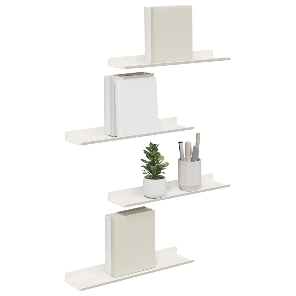 vidaXL Półka wisząca 4 pcs Biały 40 x 8,5 x 2,5 cm Stal