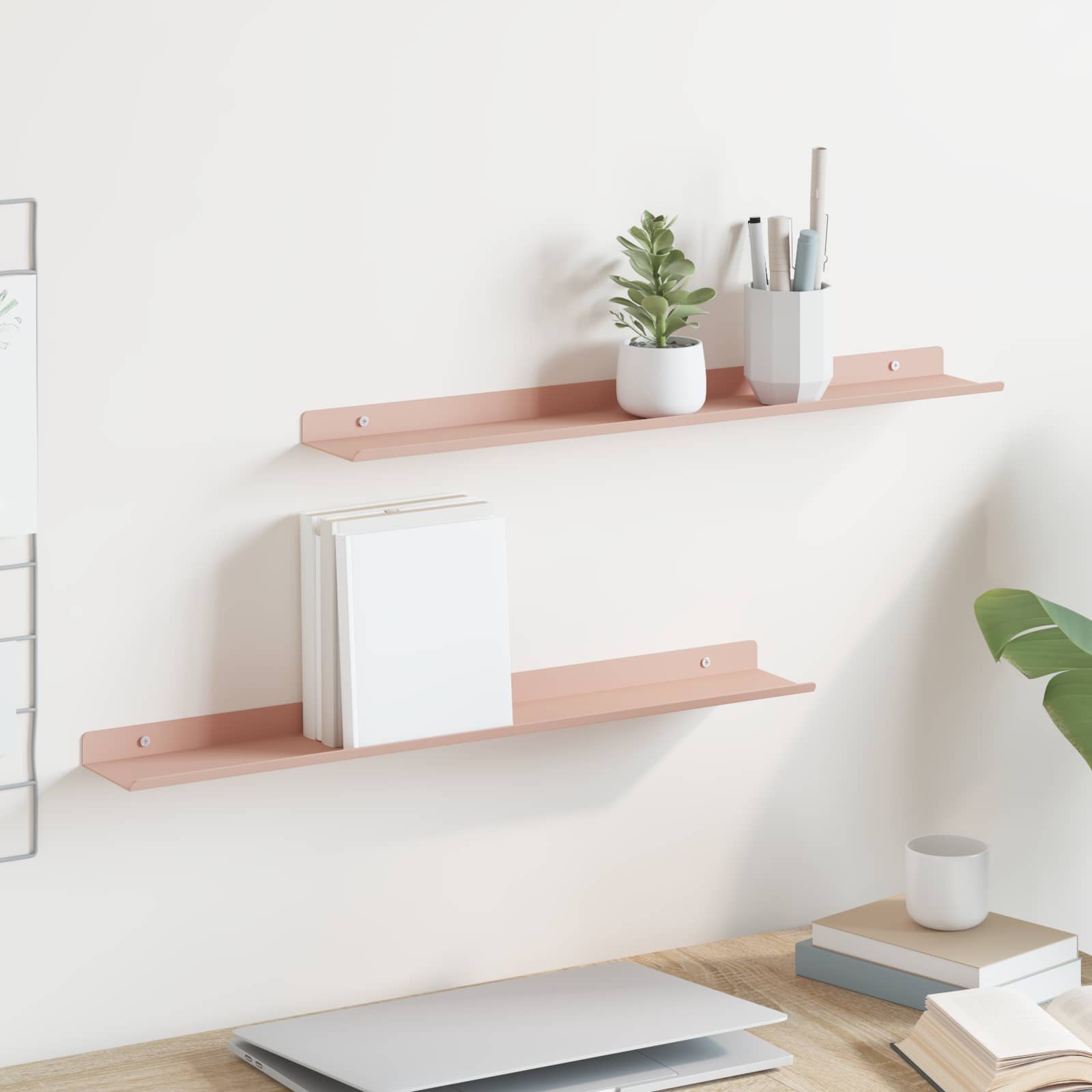 vidaXL Półka wisząca 2 pcs Różowy 60 x 8,5 x 2,5 cm Stal