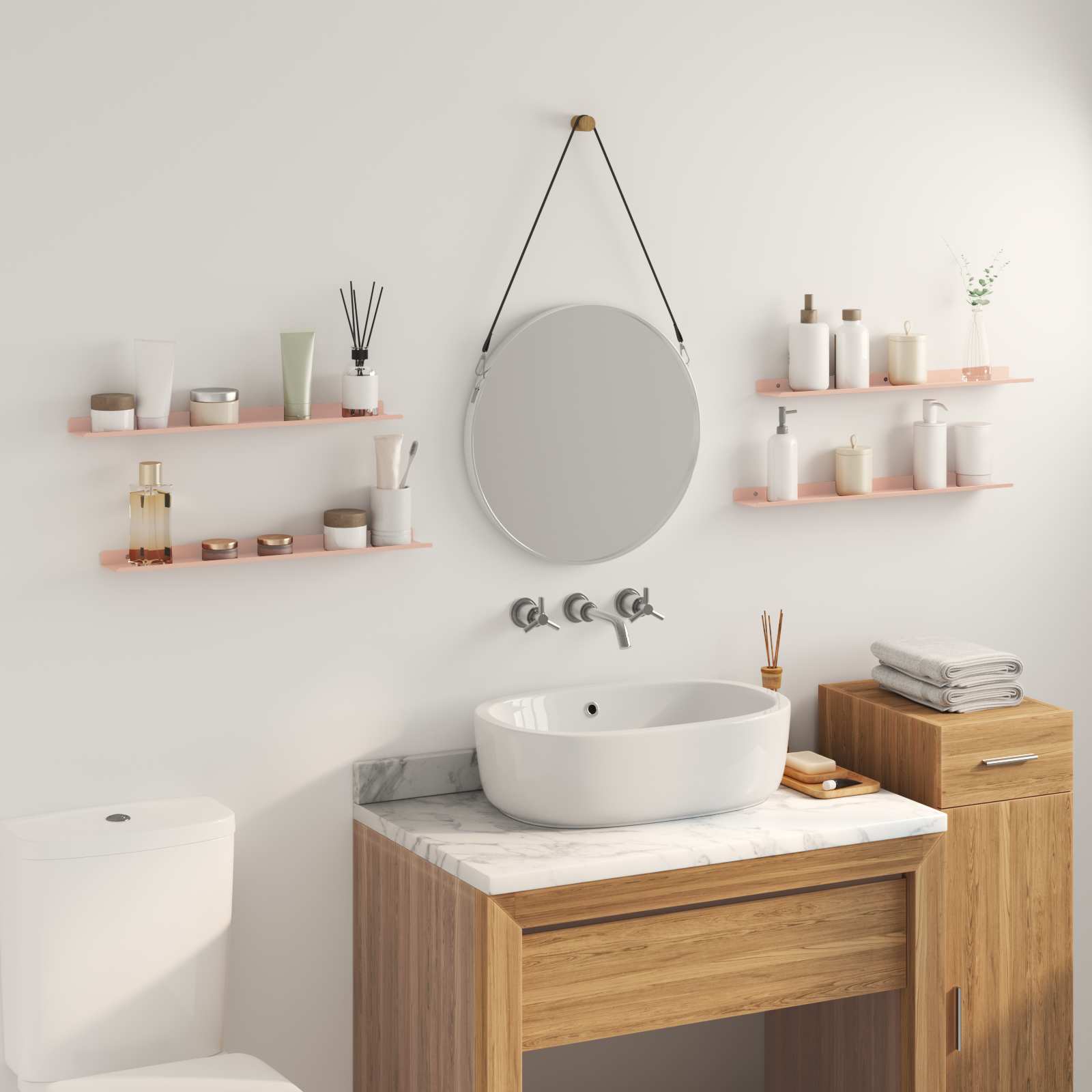 vidaXL Półka wisząca 4 pcs Różowy 60 x 8,5 x 2,5 cm Stal