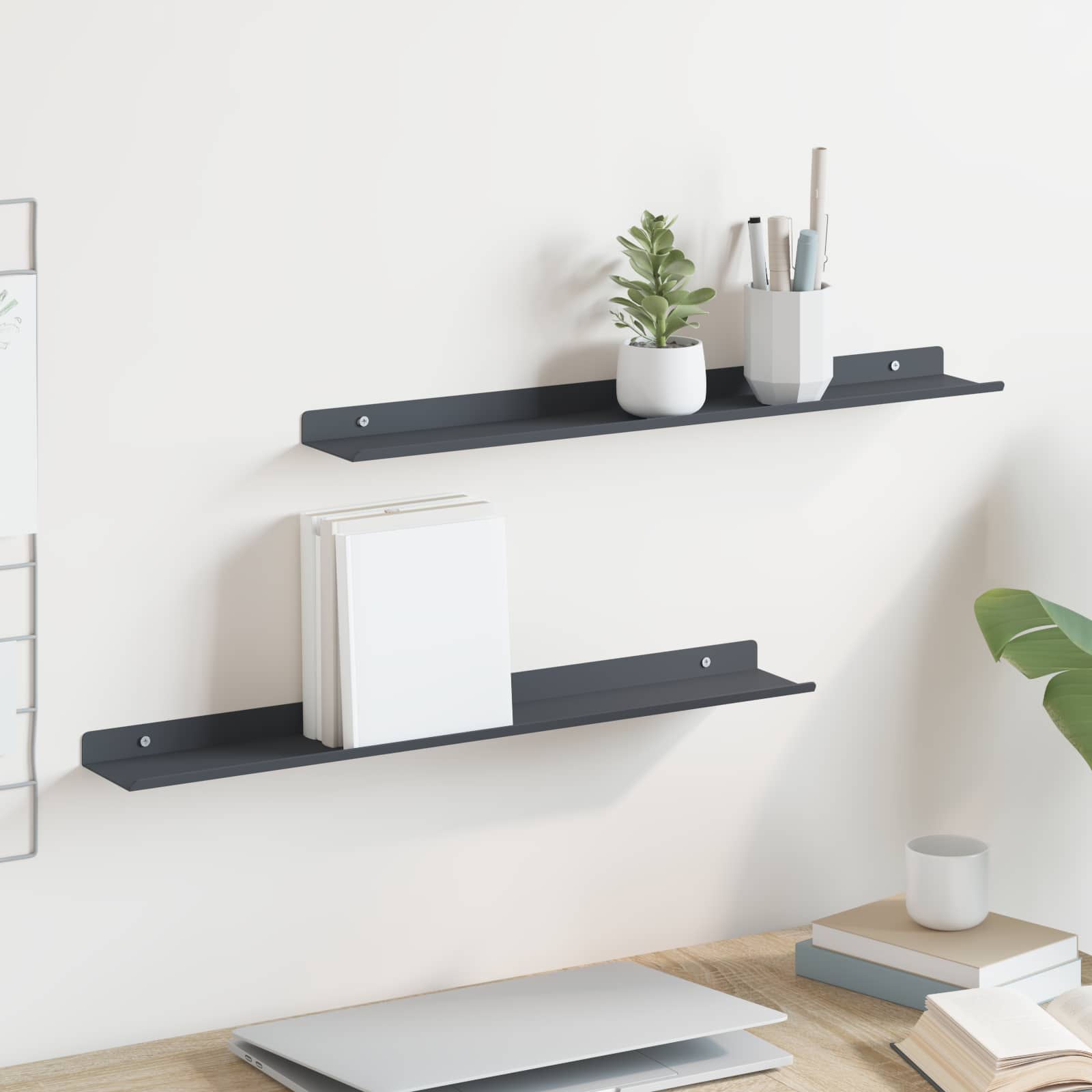 vidaXL Półka wisząca 2 pcs Antracyt 60 x 8,5 x 2,5 cm Stal