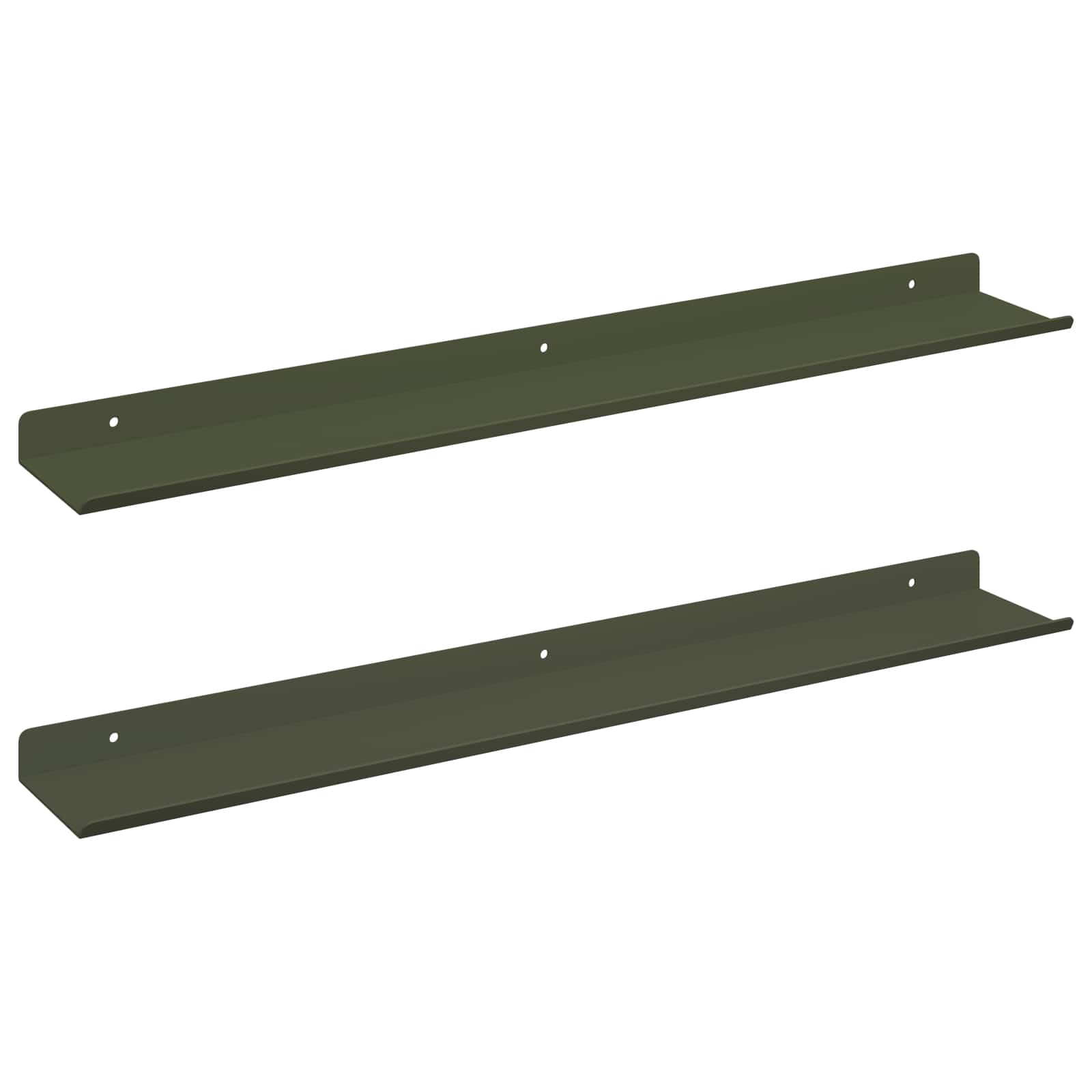 vidaXL Półka wisząca 2 pcs Zielony oliwkowy 60 x 8,5 x 2,5 cm Stal
