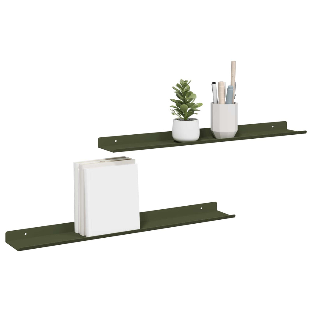 vidaXL Półka wisząca 2 pcs Zielony oliwkowy 60 x 8,5 x 2,5 cm Stal