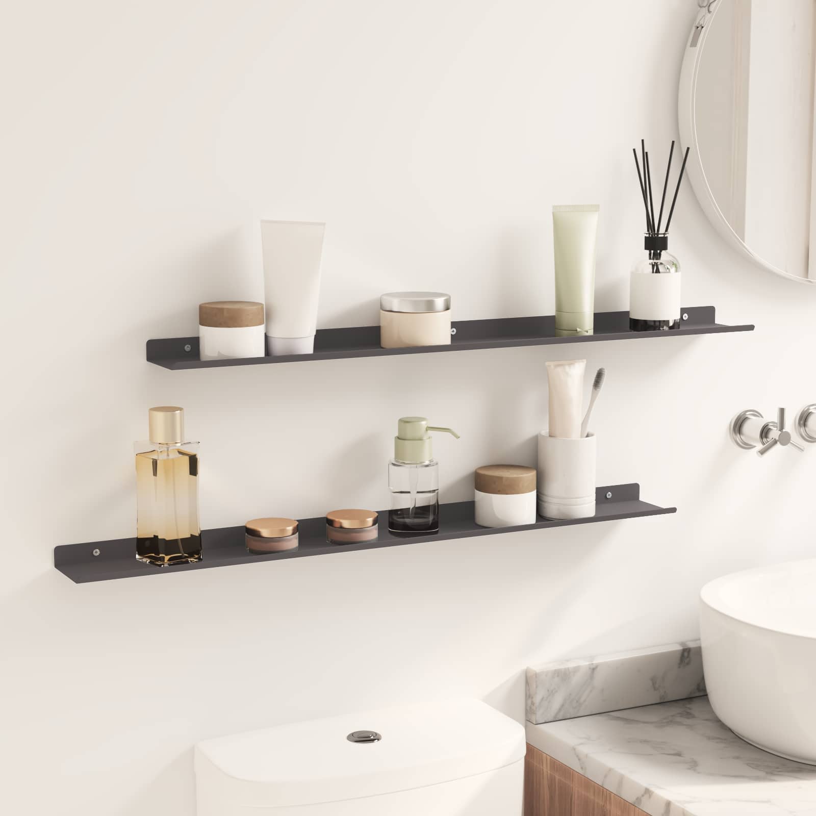 vidaXL Półka wisząca 2 pcs Czarny 80 x 9 x 2,5 cm Stal
