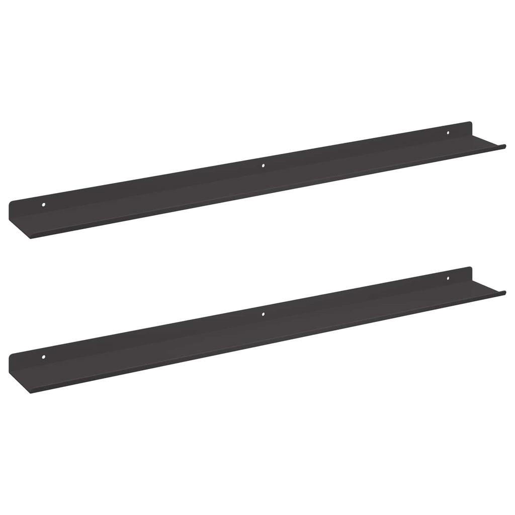 vidaXL Półka wisząca 2 pcs Czarny 80 x 9 x 2,5 cm Stal