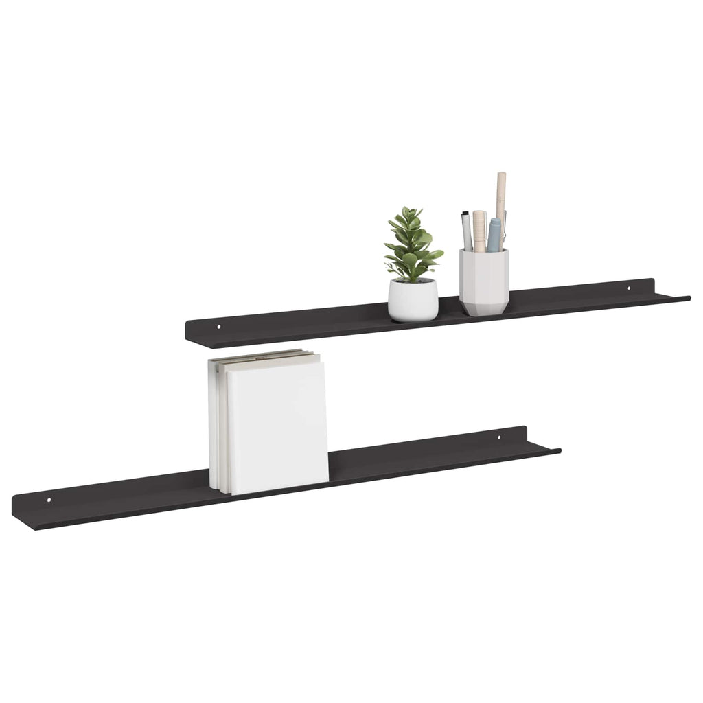 vidaXL Półka wisząca 2 pcs Czarny 80 x 9 x 2,5 cm Stal