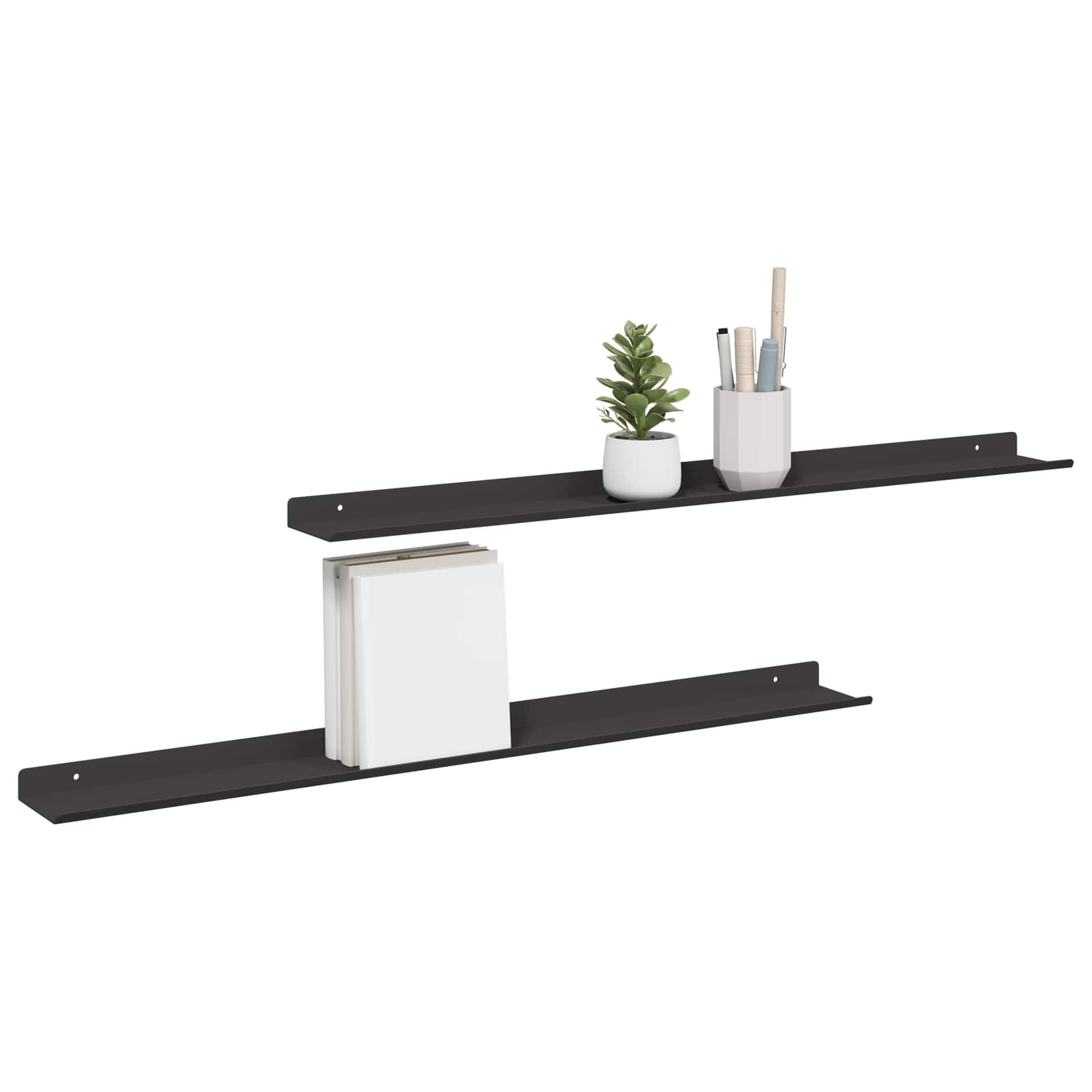 vidaXL Półka wisząca 2 pcs Czarny 80 x 9 x 2,5 cm Stal