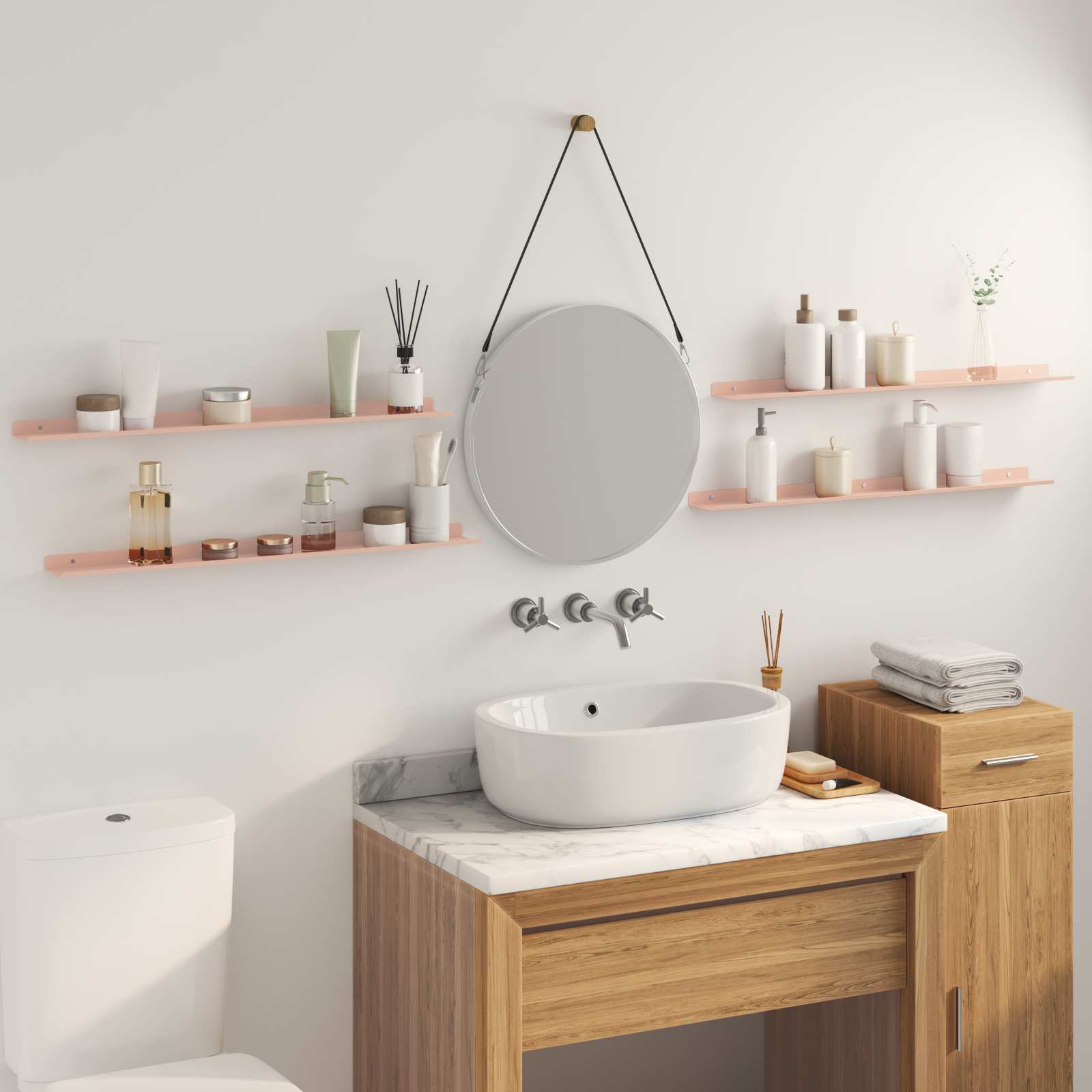 vidaXL Półka wisząca 4 pcs Różowy 80 x 9 x 2,5 cm Stal