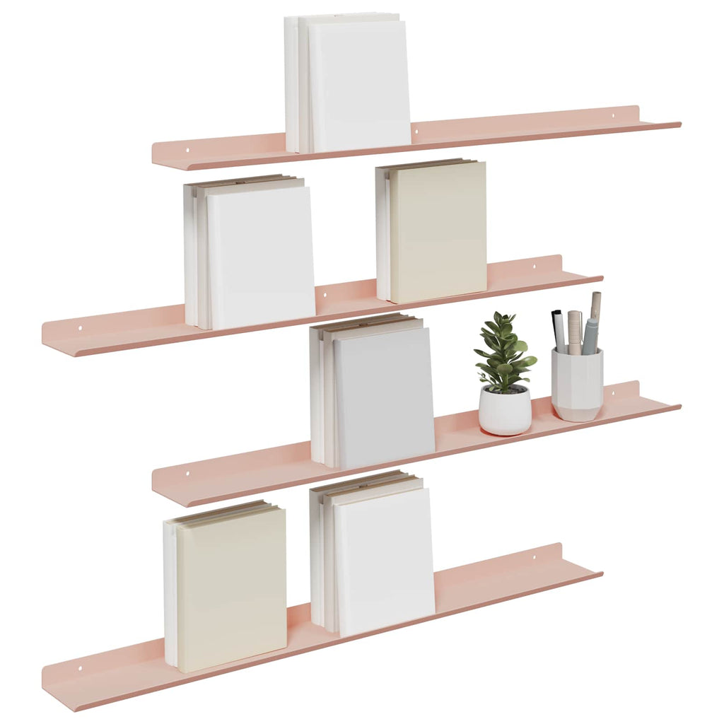 vidaXL Półka wisząca 4 pcs Różowy 80 x 9 x 2,5 cm Stal