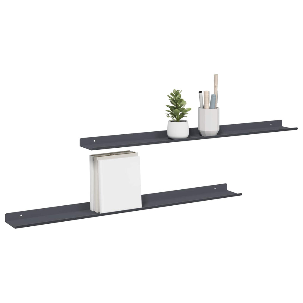 vidaXL Półka wisząca 2 szt. Antracyt 80 x 9 x 2,5 cm Stal