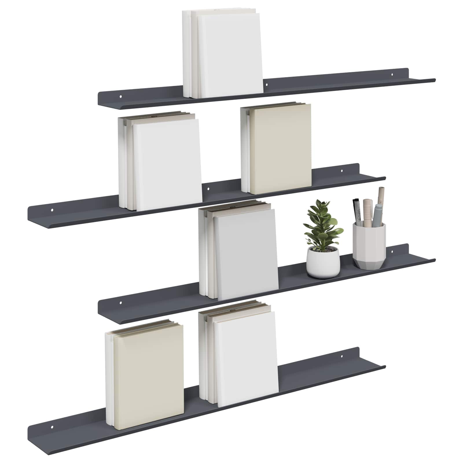 vidaXL Półka wisząca 4 pcs Antracyt 80 x 9 x 2,5 cm Stal