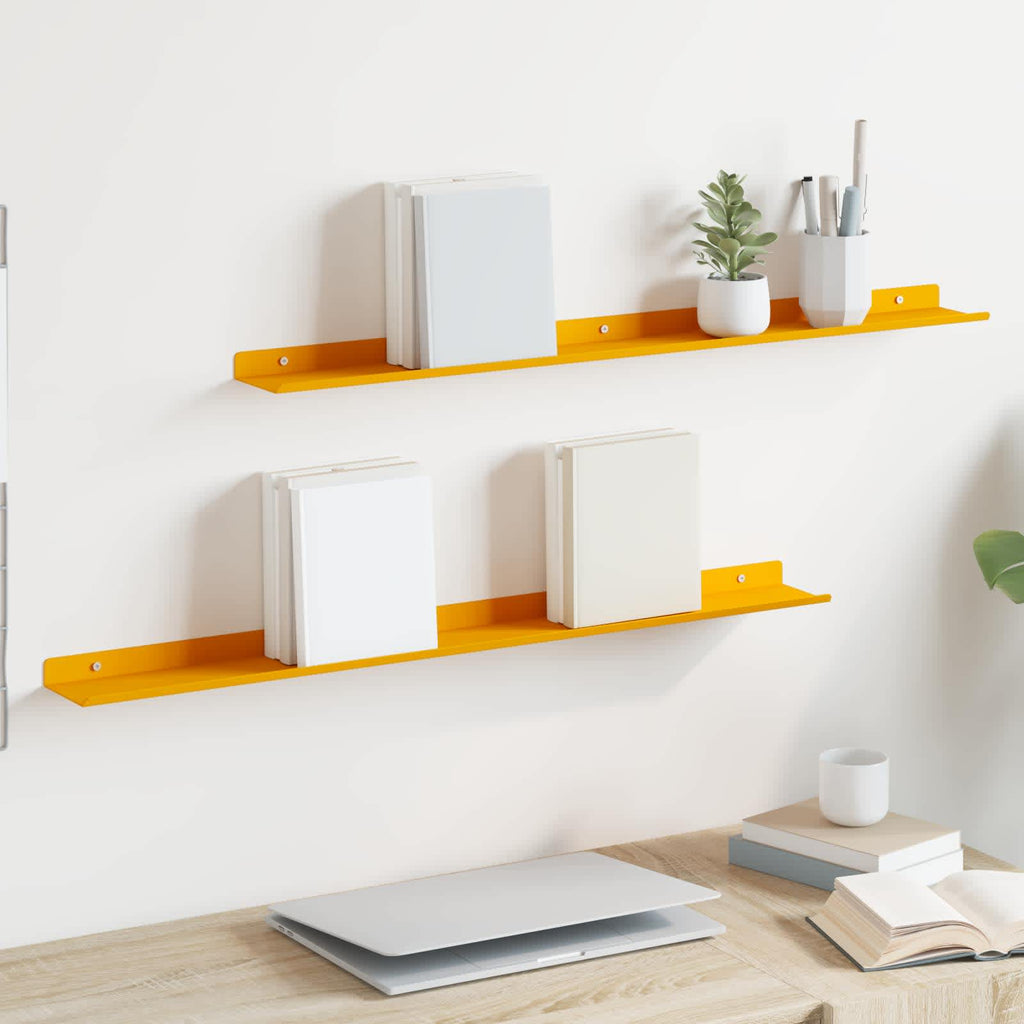 vidaXL Półka wisząca 2 pcs Musztardowy Żółty 80 x 9 x 2,5 cm Stal