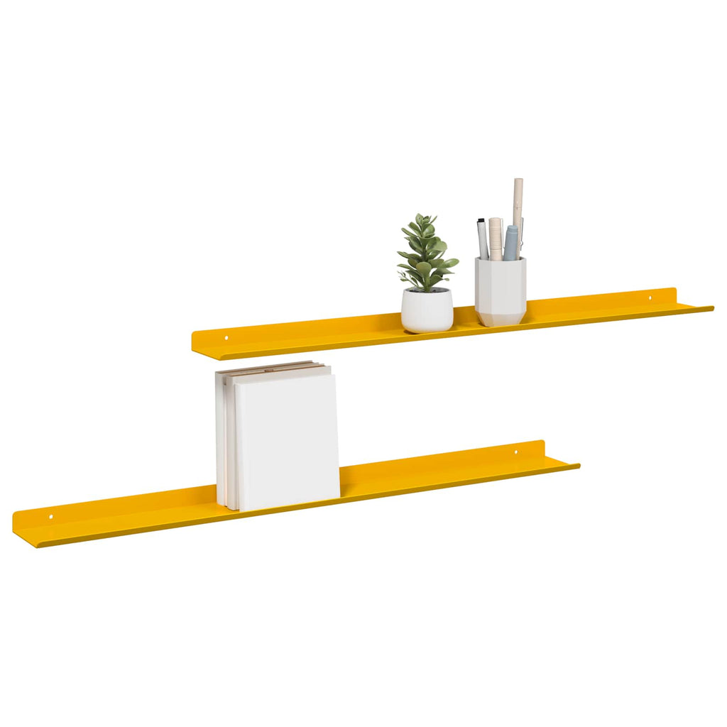 vidaXL Półka wisząca 2 pcs Musztardowy Żółty 80 x 9 x 2,5 cm Stal