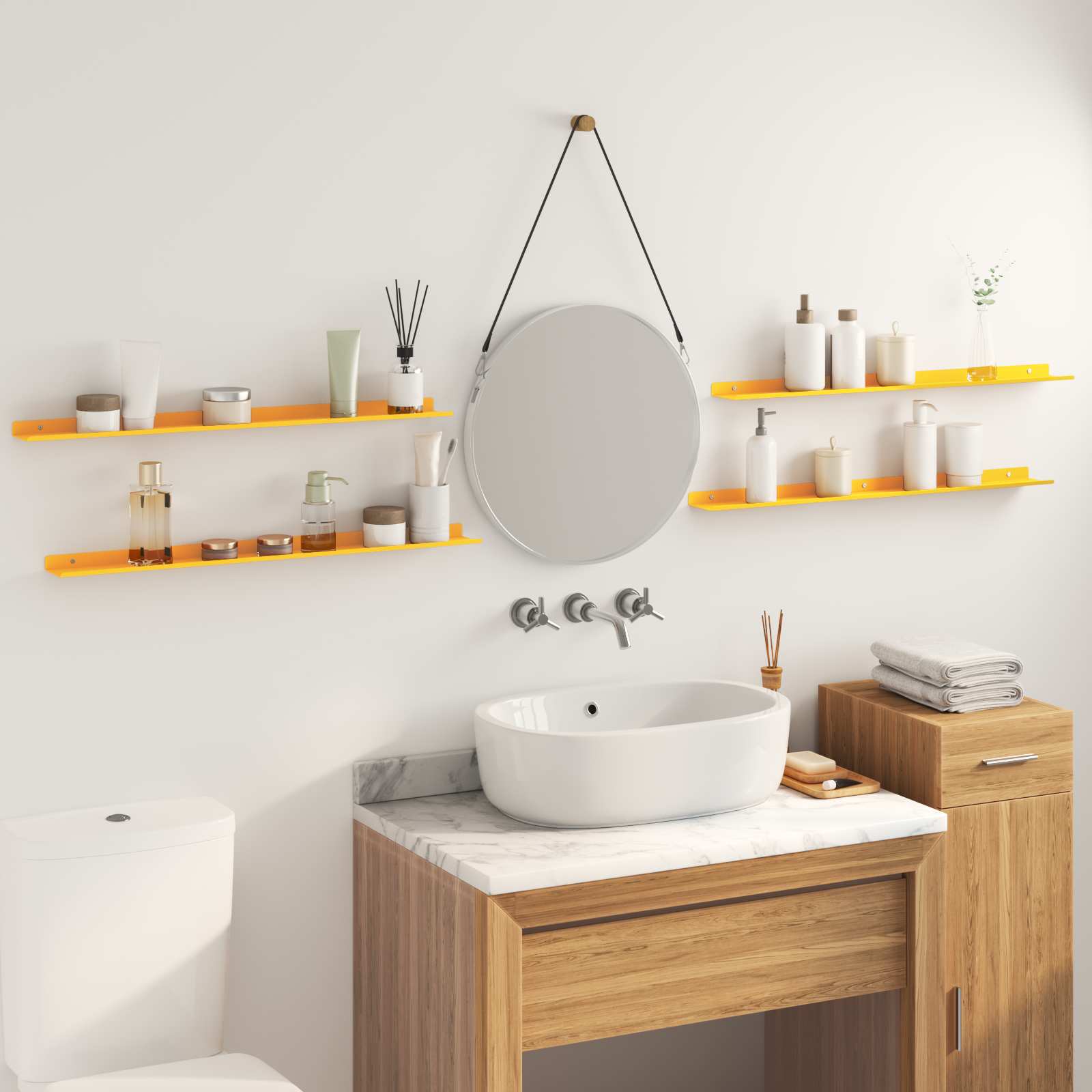 vidaXL Półka wisząca 4 pcs Musztardowy Żółty 80 x 9 x 2,5 cm Stal
