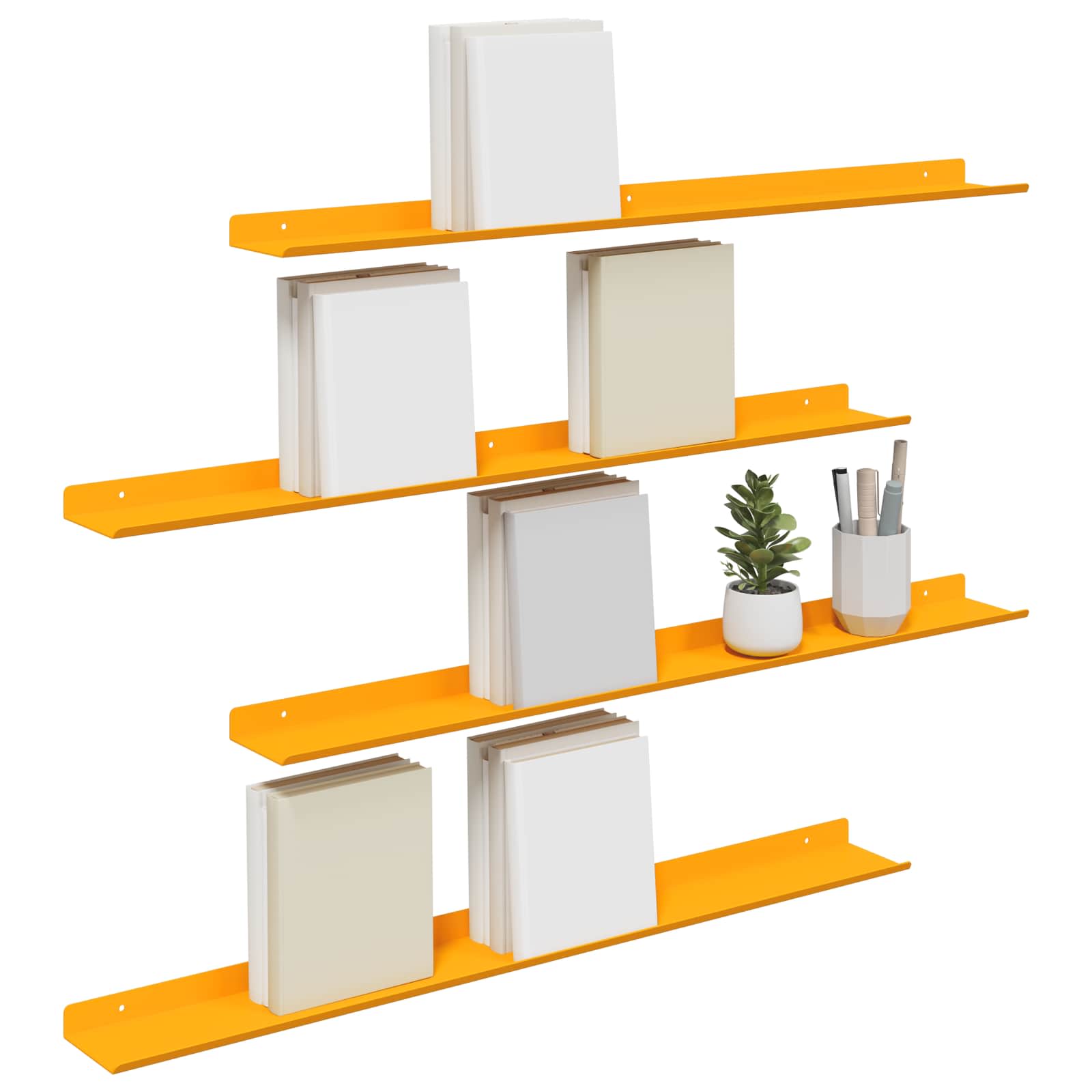 vidaXL Półka wisząca 4 pcs Musztardowy Żółty 80 x 9 x 2,5 cm Stal