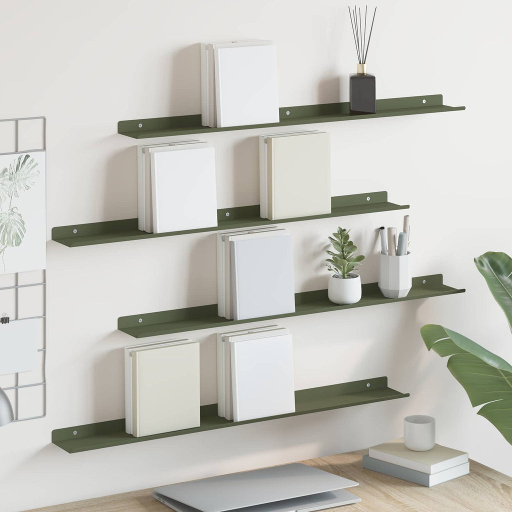 vidaXL Półka wisząca 4 pcs Zielony oliwkowy 80 x 9 x 2,5 cm Stal