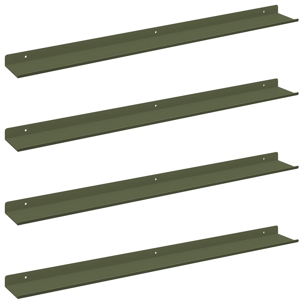 vidaXL Półka wisząca 4 pcs Zielony oliwkowy 80 x 9 x 2,5 cm Stal