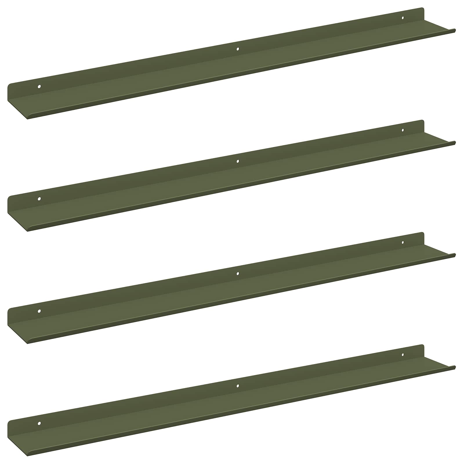 vidaXL Półka wisząca 4 pcs Zielony oliwkowy 80 x 9 x 2,5 cm Stal