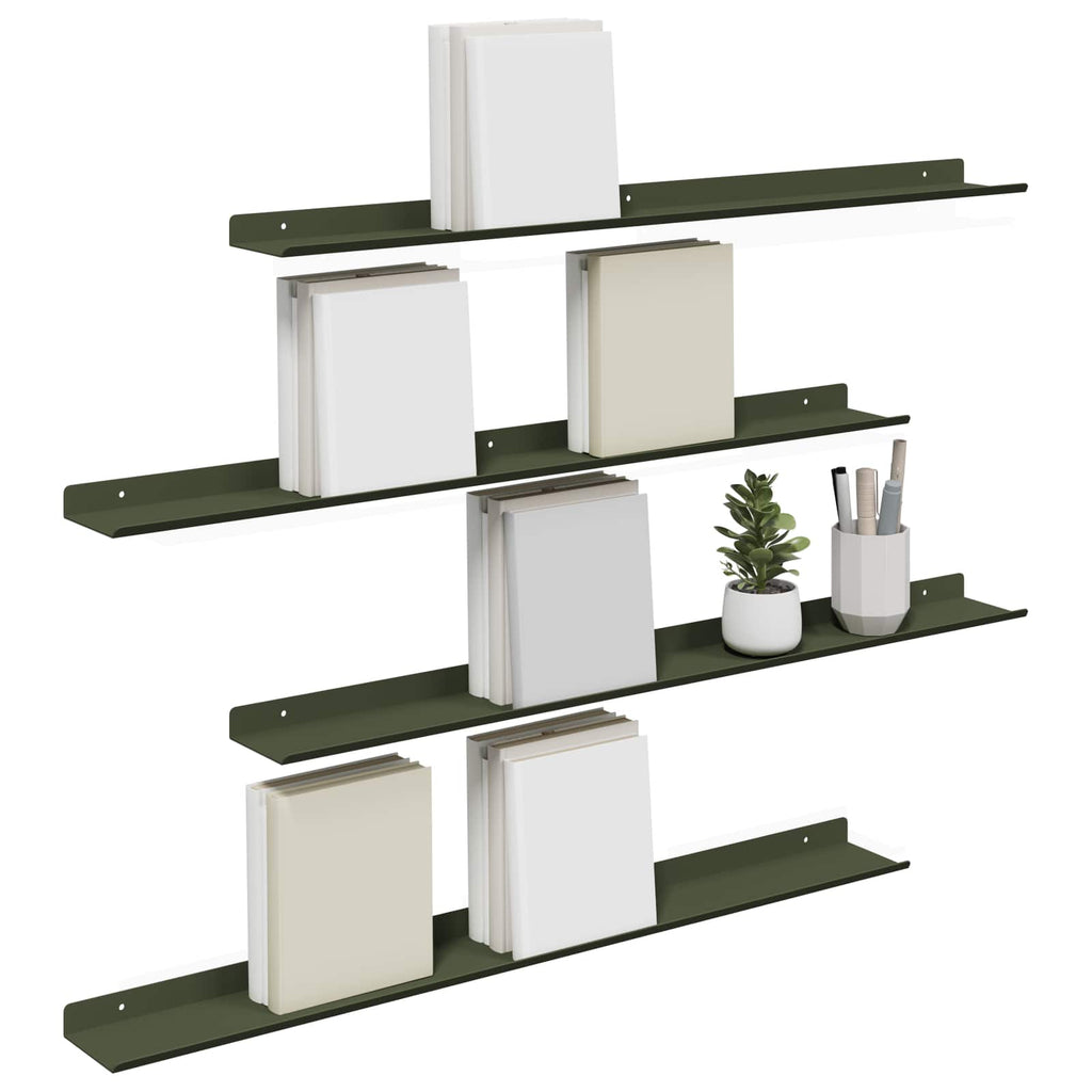 vidaXL Półka wisząca 4 pcs Zielony oliwkowy 80 x 9 x 2,5 cm Stal