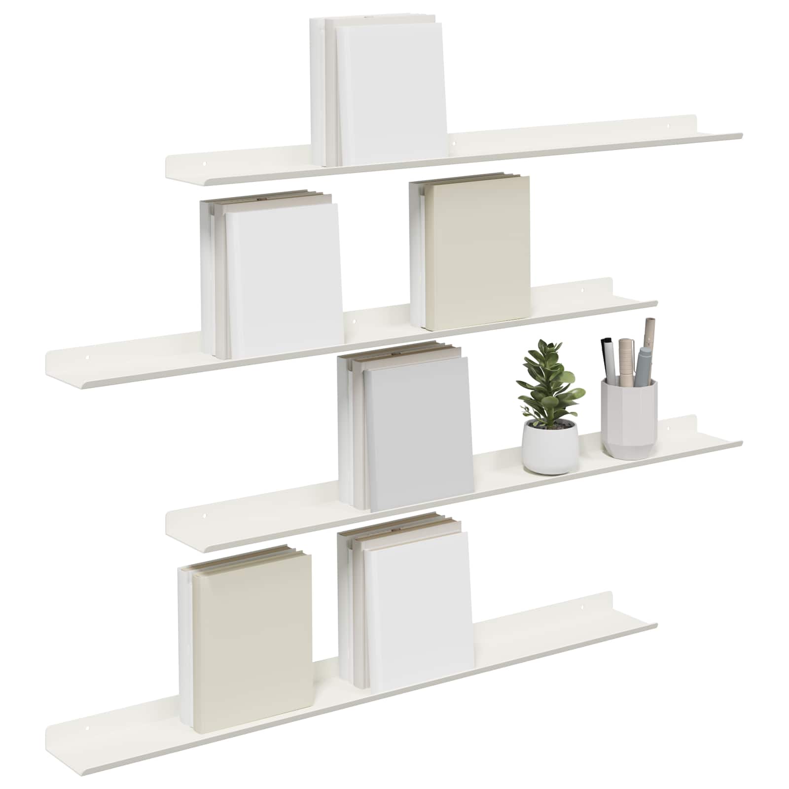 vidaXL Półka wisząca 4 pcs Biały 80 x 9 x 2,5 cm Stal