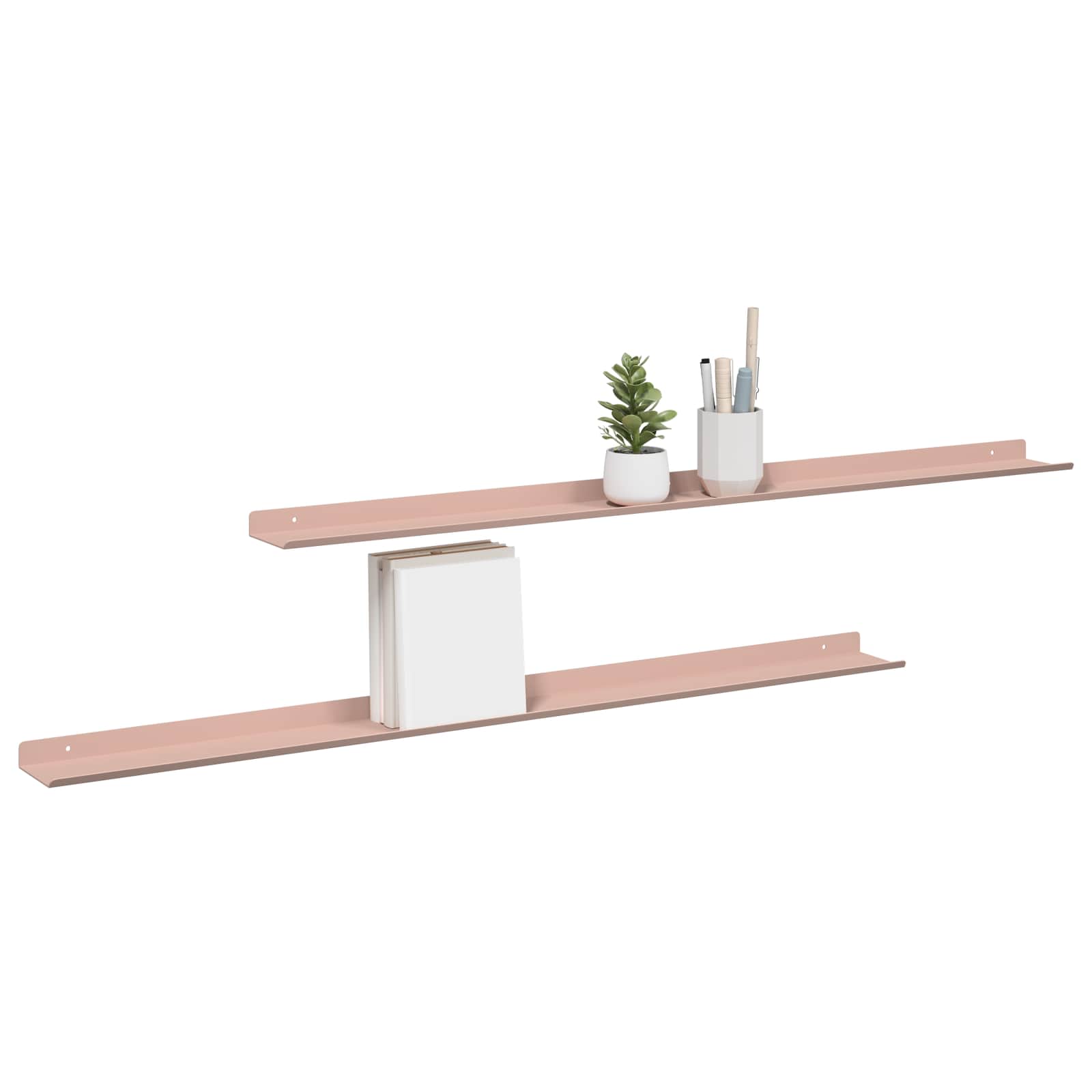 vidaXL Półka wisząca 2 pcs Różowy 100 x 9 x 2,5 cm Stal