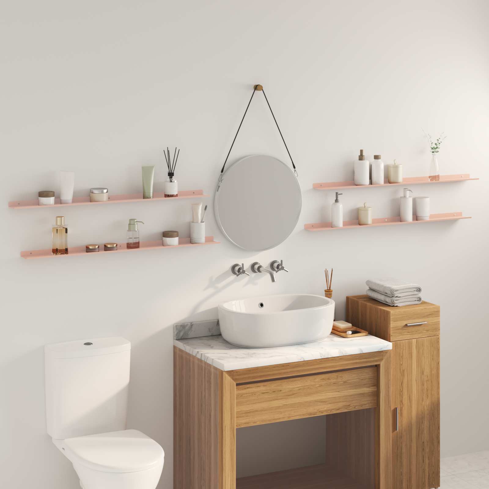 vidaXL Półka wisząca 4 pcs Różowy 100 x 9 x 2,5 cm Stal