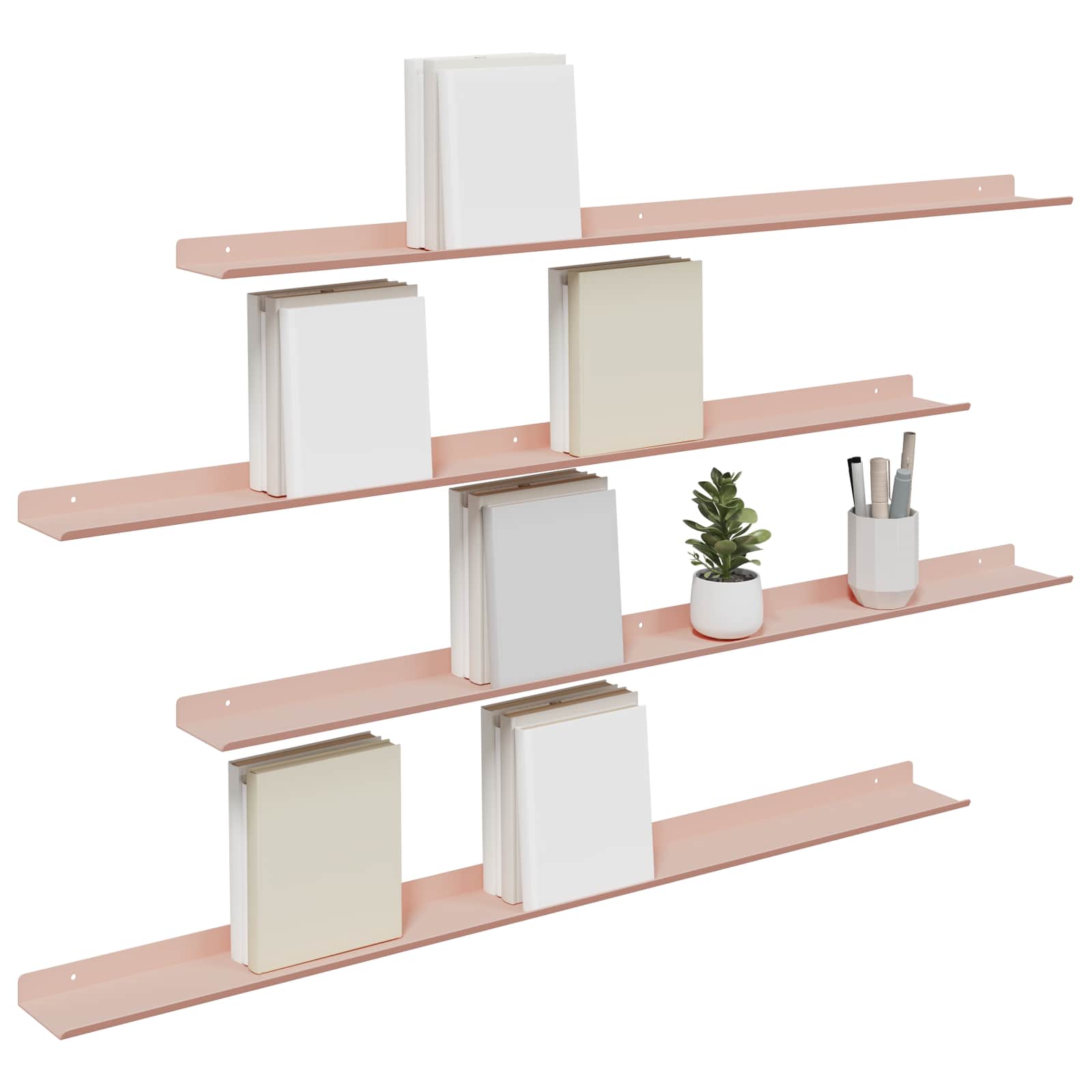 vidaXL Półka wisząca 4 pcs Różowy 100 x 9 x 2,5 cm Stal