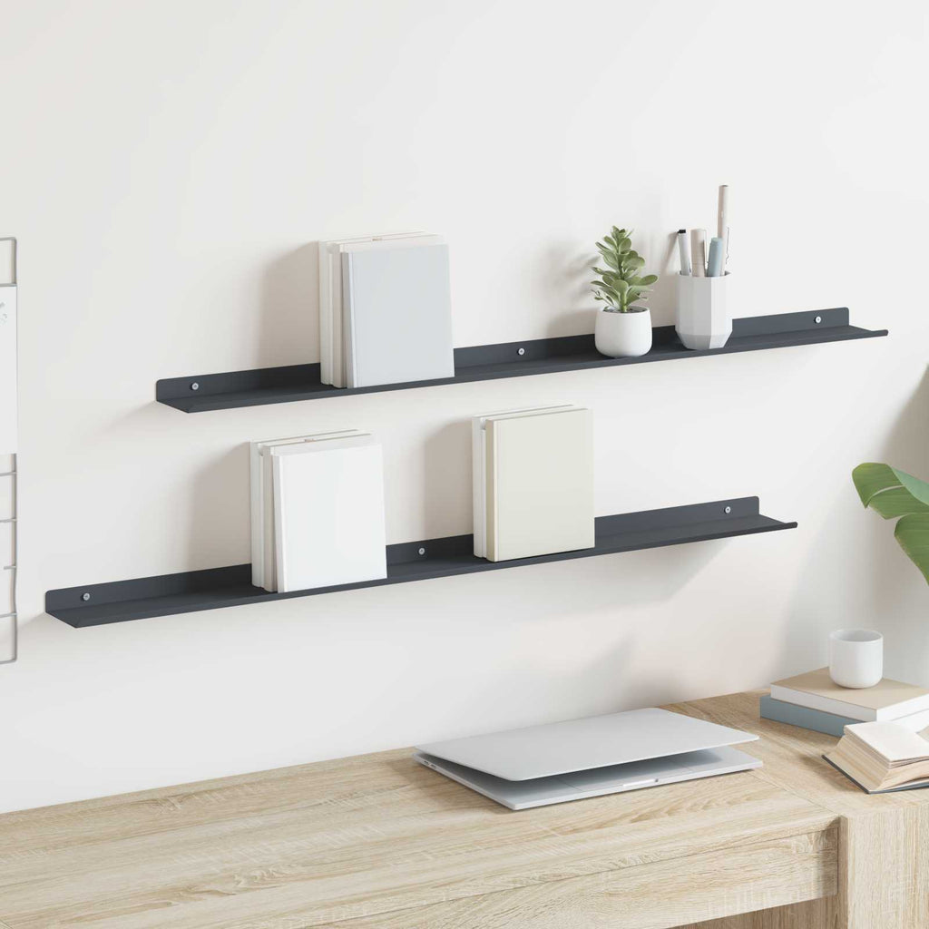 vidaXL Półka wisząca 2 pcs Antracyt 100 x 9 x 2,5 cm Stal