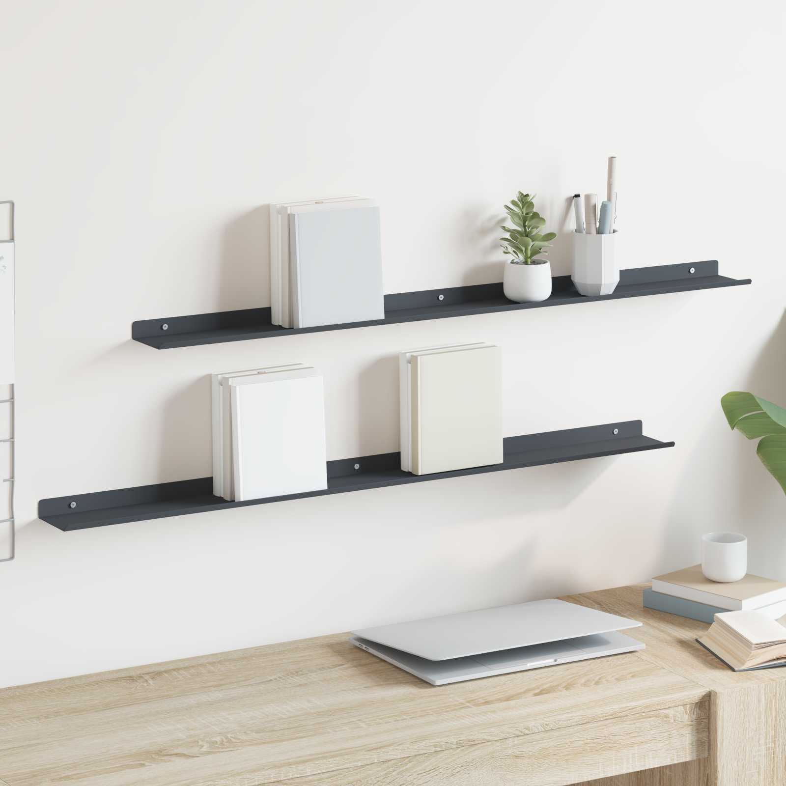 vidaXL Półka wisząca 2 pcs Antracyt 100 x 9 x 2,5 cm Stal