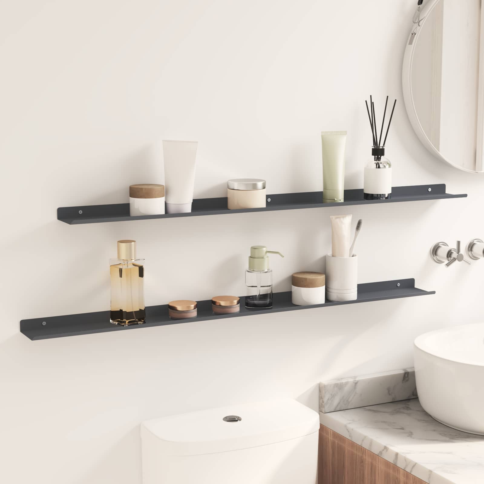 vidaXL Półka wisząca 2 pcs Antracyt 100 x 9 x 2,5 cm Stal