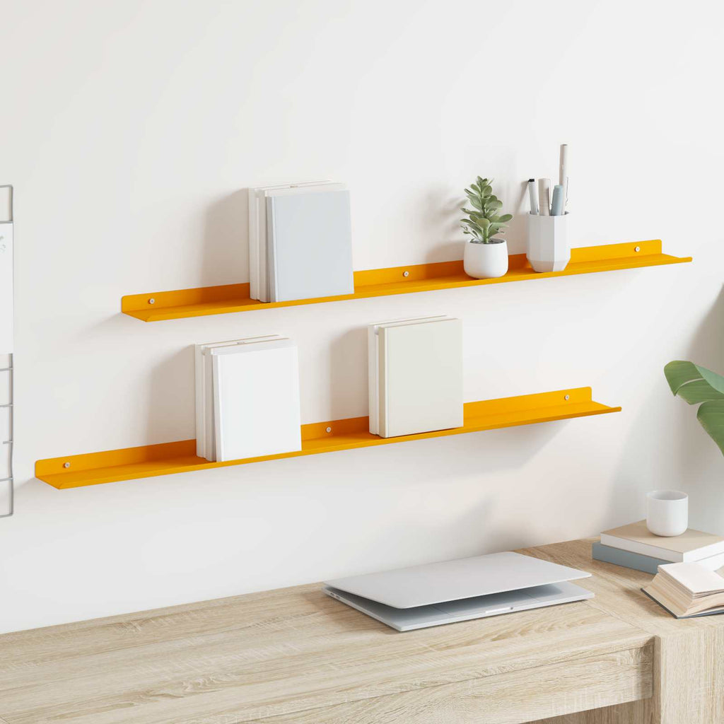 vidaXL Półka wisząca 2 pcs Musztardowy Żółty 100 x 9 x 2,5 cm Stal