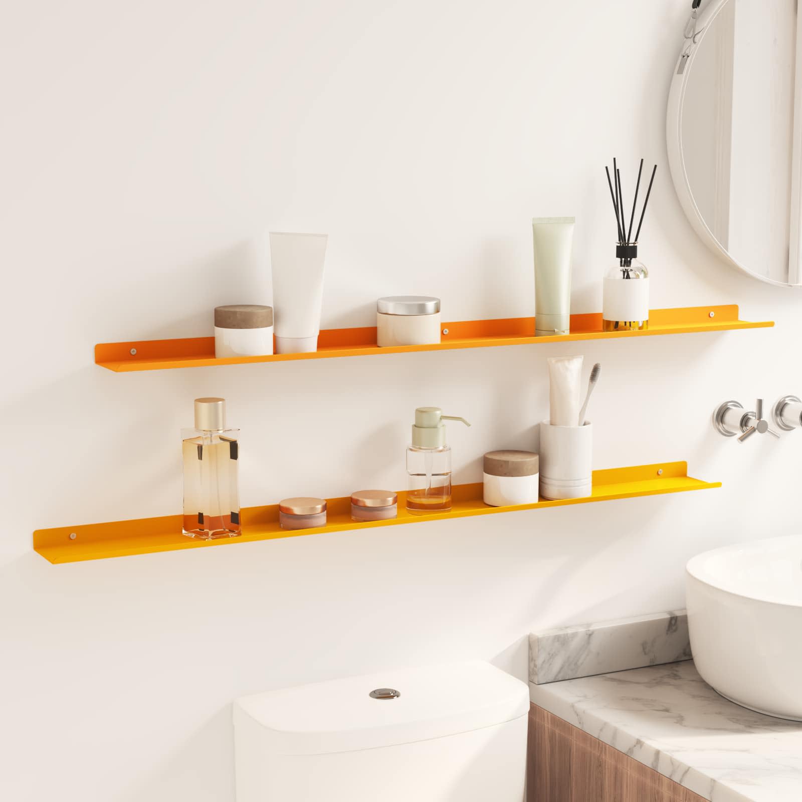 vidaXL Półka wisząca 2 pcs Musztardowy Żółty 100 x 9 x 2,5 cm Stal