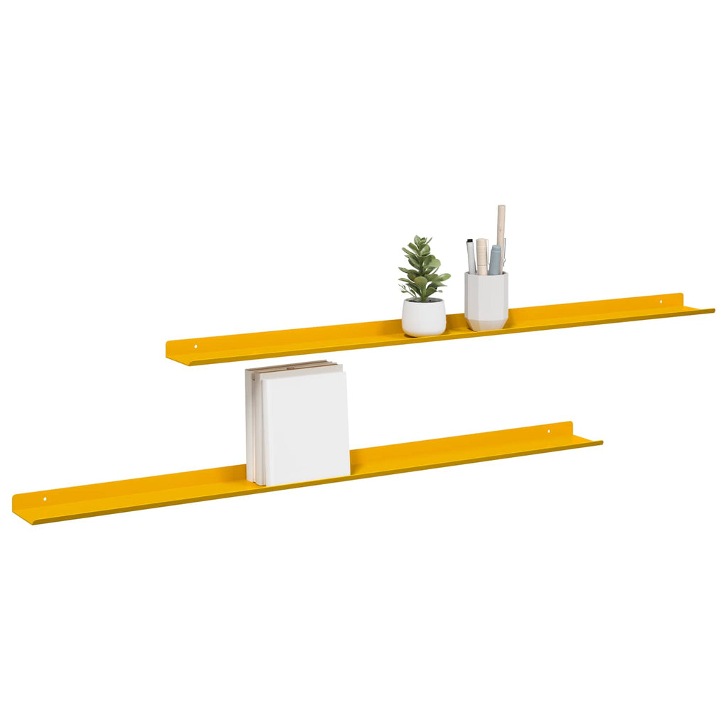 vidaXL Półka wisząca 2 pcs Musztardowy Żółty 100 x 9 x 2,5 cm Stal
