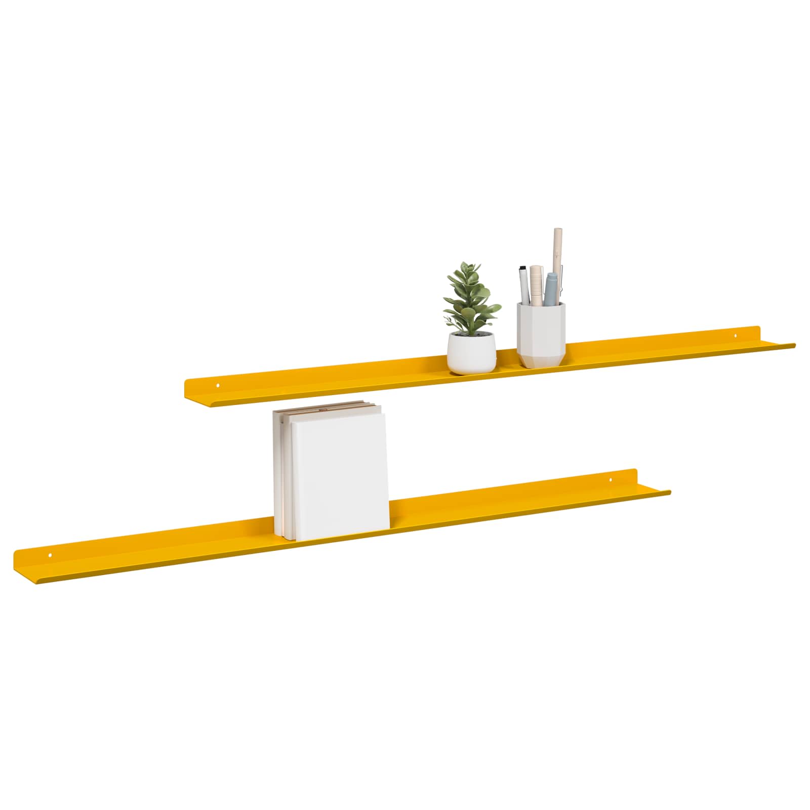 vidaXL Półka wisząca 2 pcs Musztardowy Żółty 100 x 9 x 2,5 cm Stal