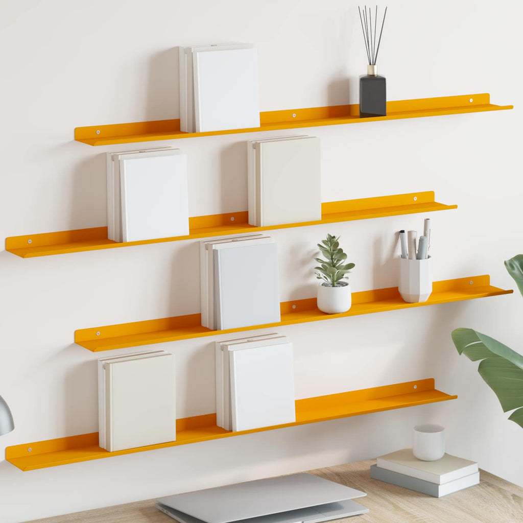 vidaXL Półka wisząca 4 pcs Musztardowy Żółty 100 x 9 x 2,5 cm Stal