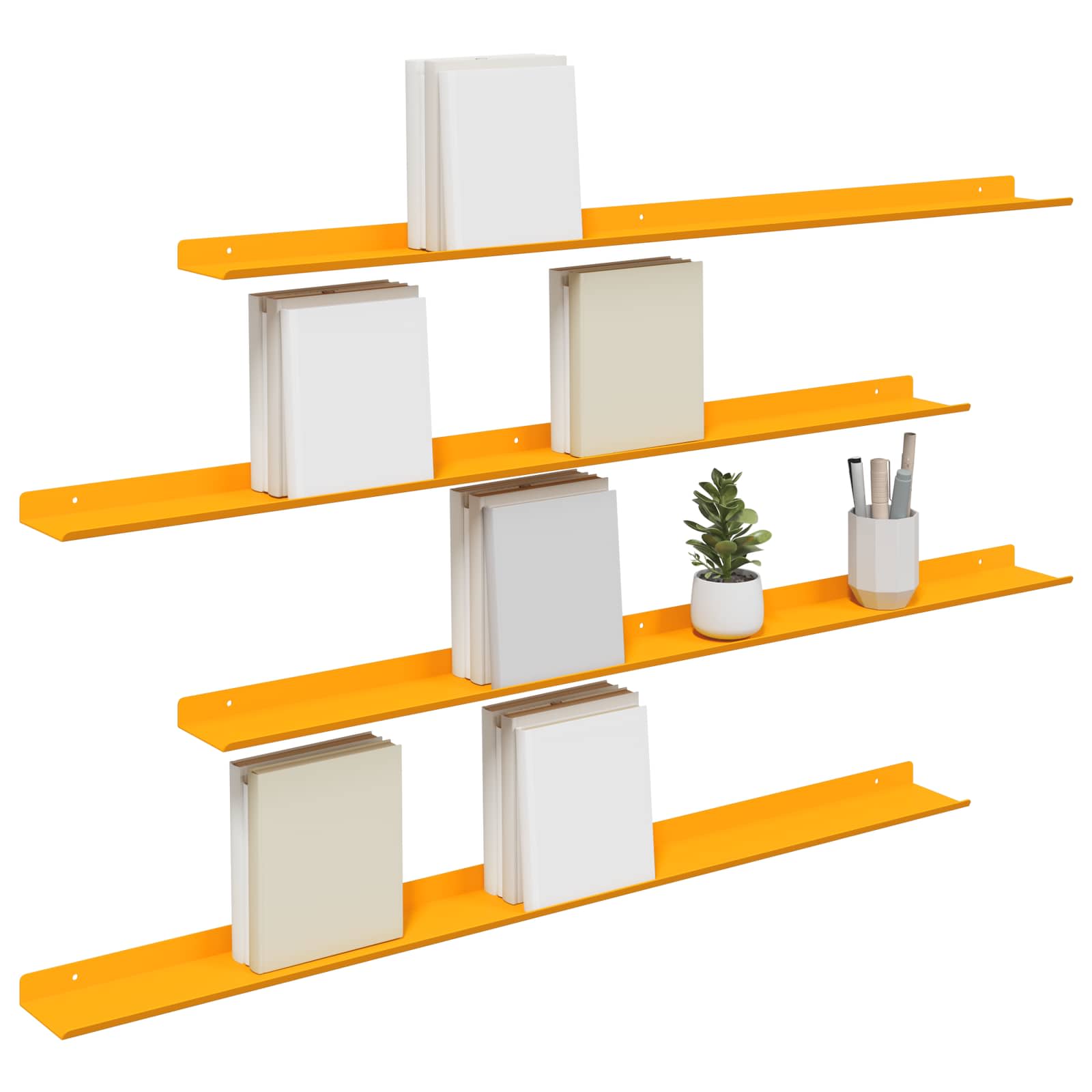 vidaXL Półka wisząca 4 pcs Musztardowy Żółty 100 x 9 x 2,5 cm Stal