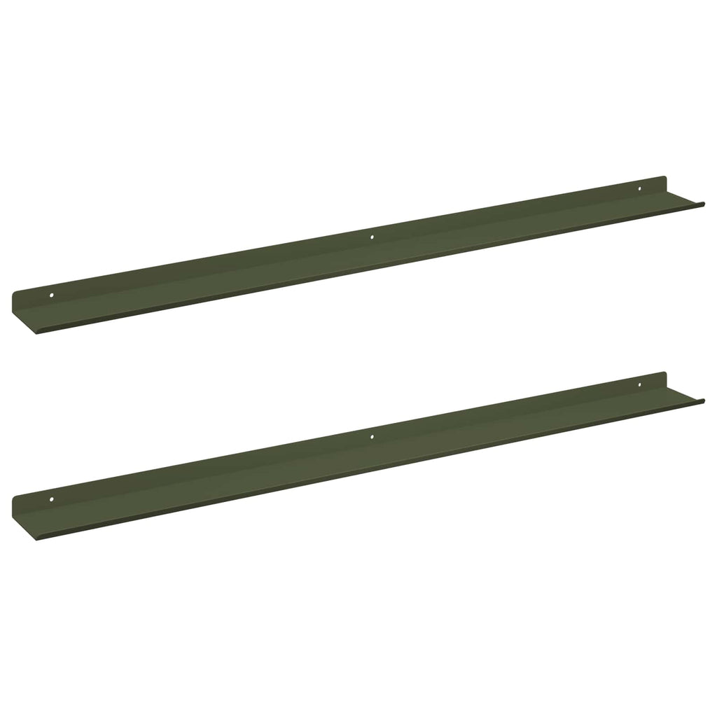 vidaXL Półka wisząca 2 pcs Zielony oliwkowy 100 x 9 x 2,5 cm Stal